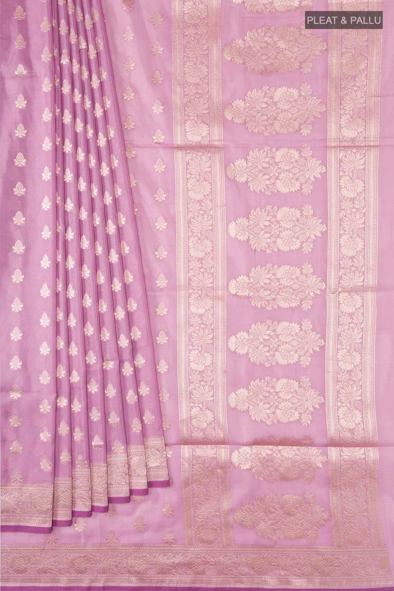Rose Gold Banarasi Silk Saree