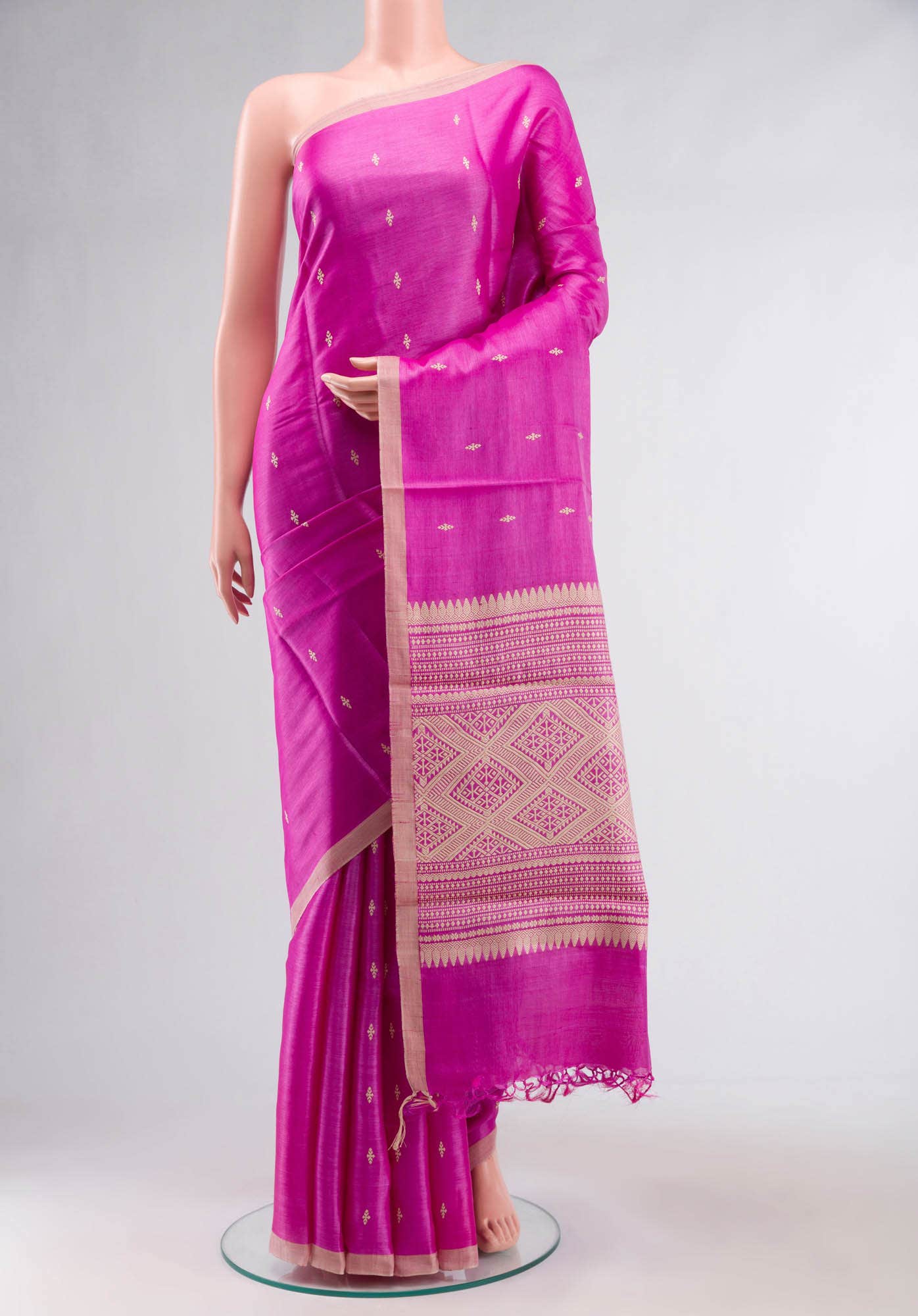 Pink Bhagalpuri Tussar Silk Saree