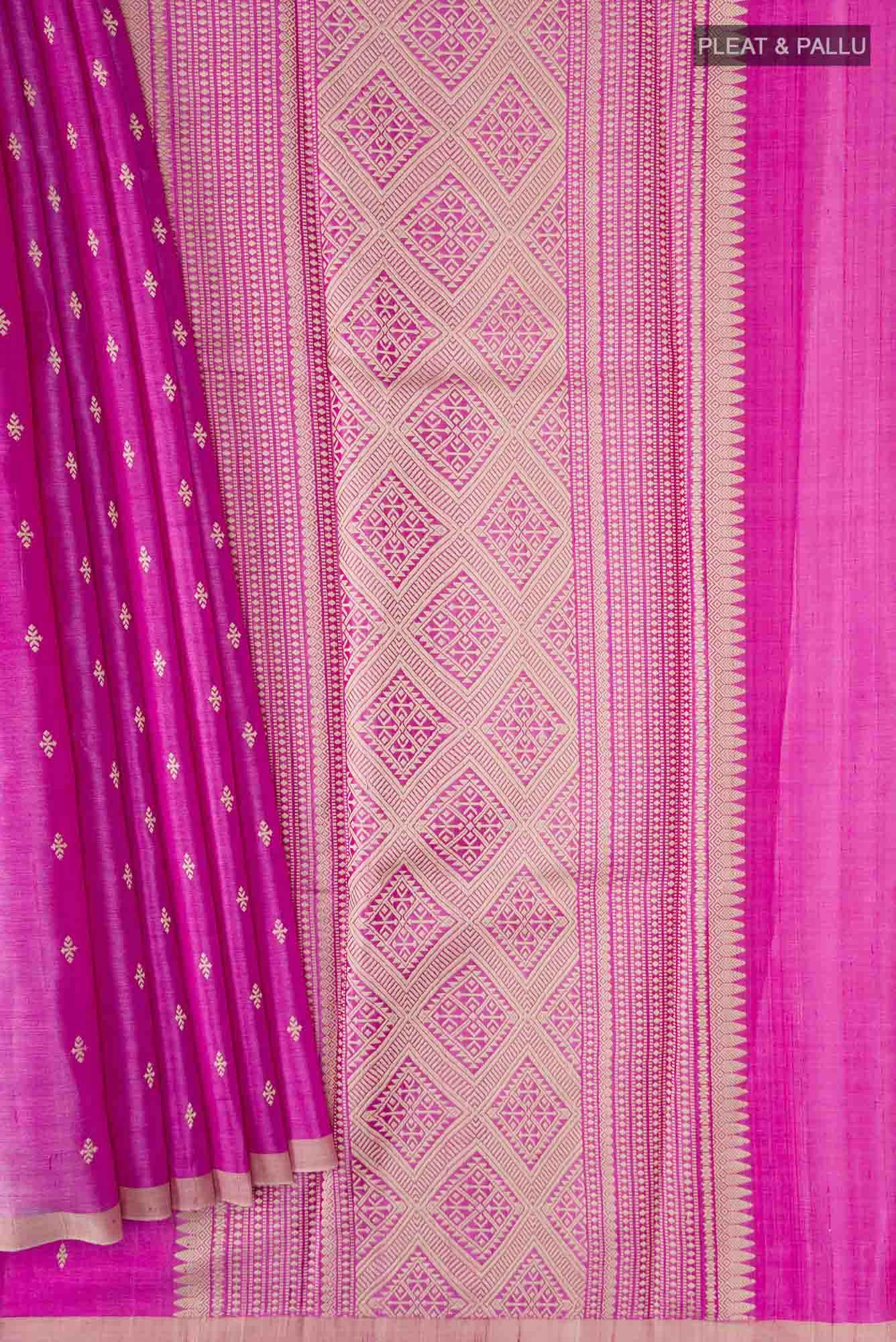 Pink Bhagalpuri Tussar Silk Saree