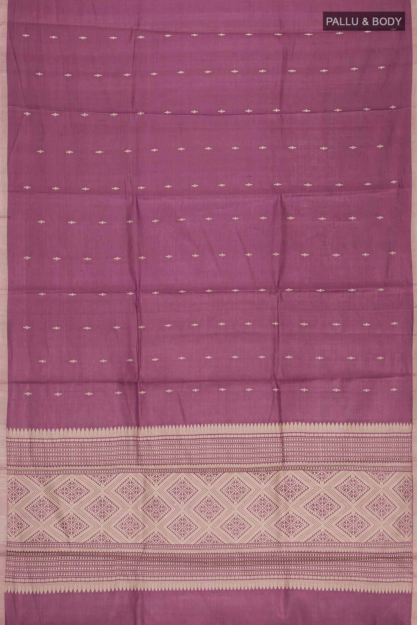 Mauve Bhagalpuri Tussar Silk Saree