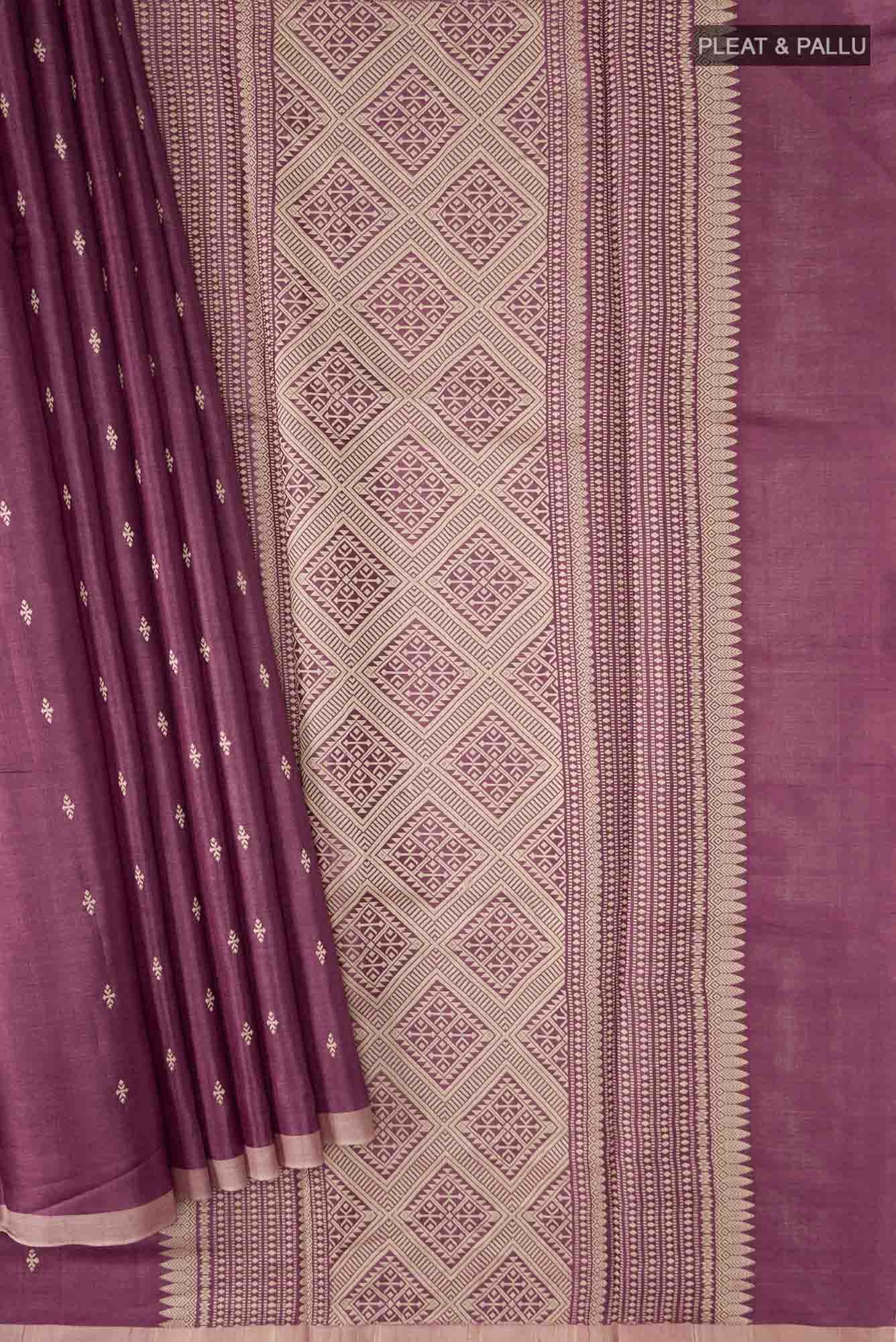 Mauve Bhagalpuri Tussar Silk Saree