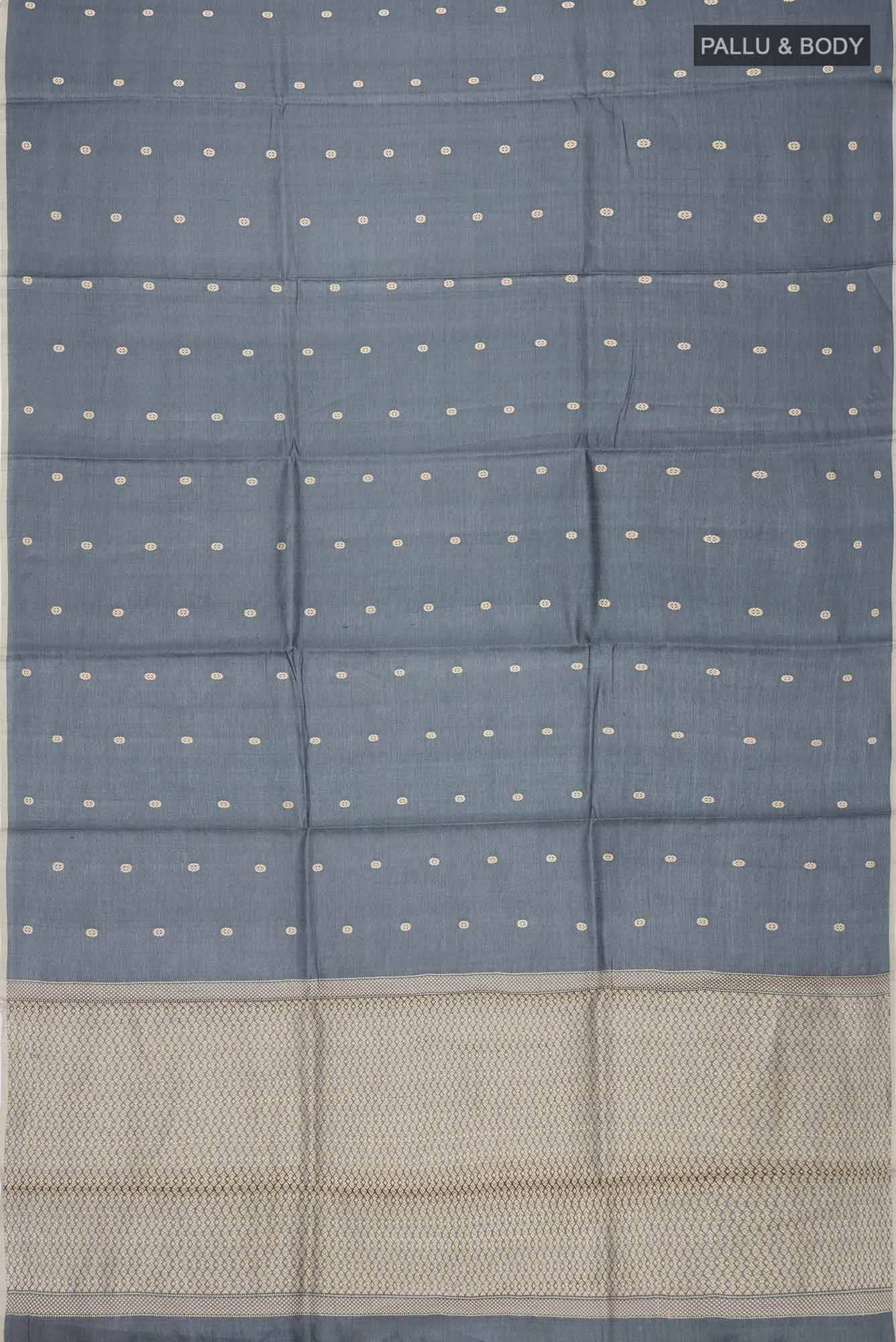 Grey Bhagalpuri Tussar Silk Saree