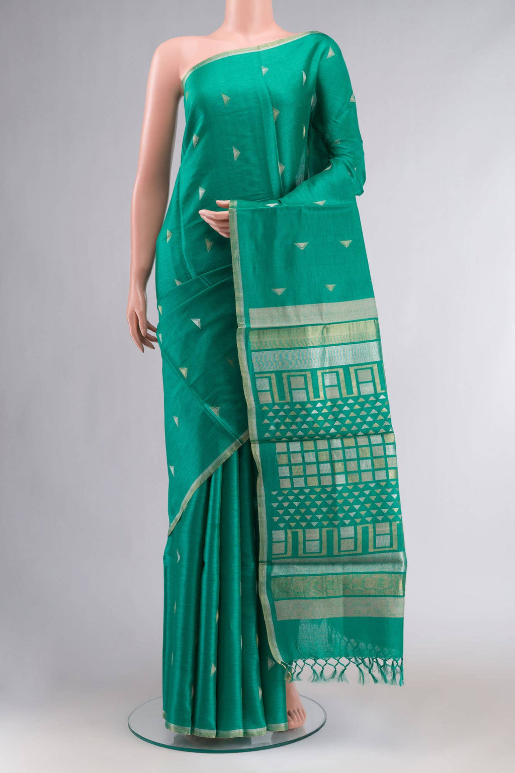 Green Bhagalpuri Tussar Silk Saree