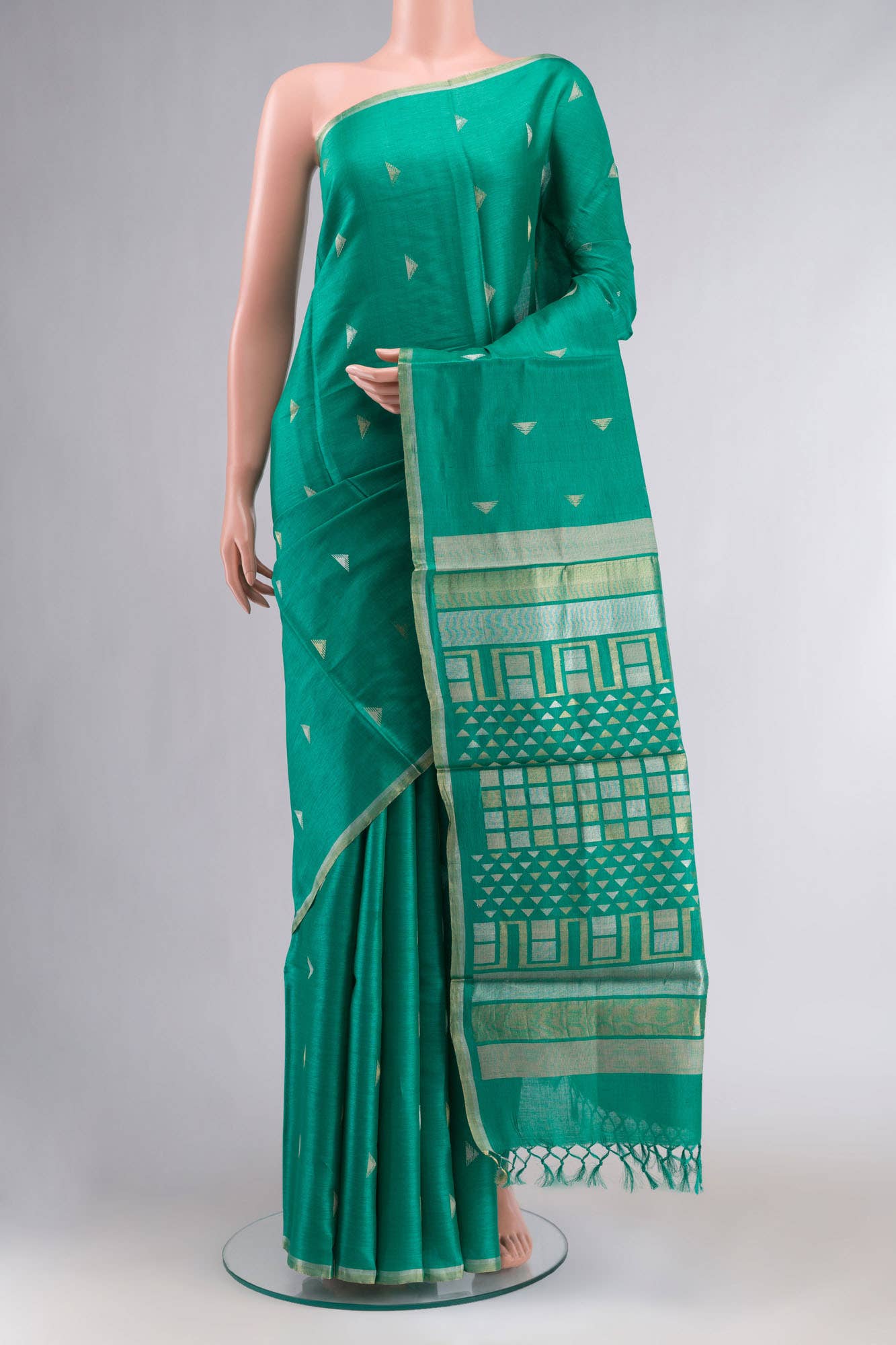 Green Bhagalpuri Tussar Silk Saree