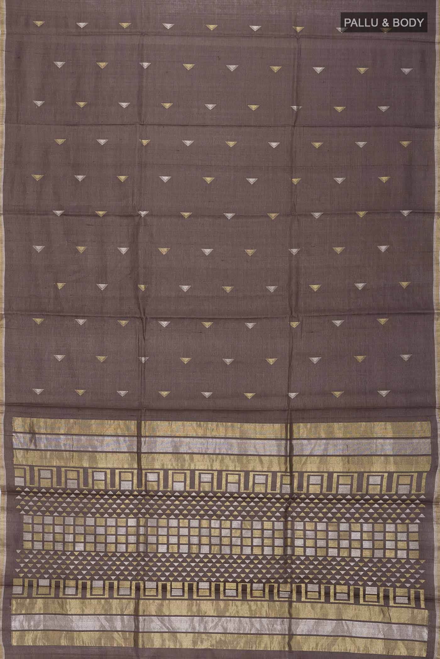 Brown Tussar Silk Saree