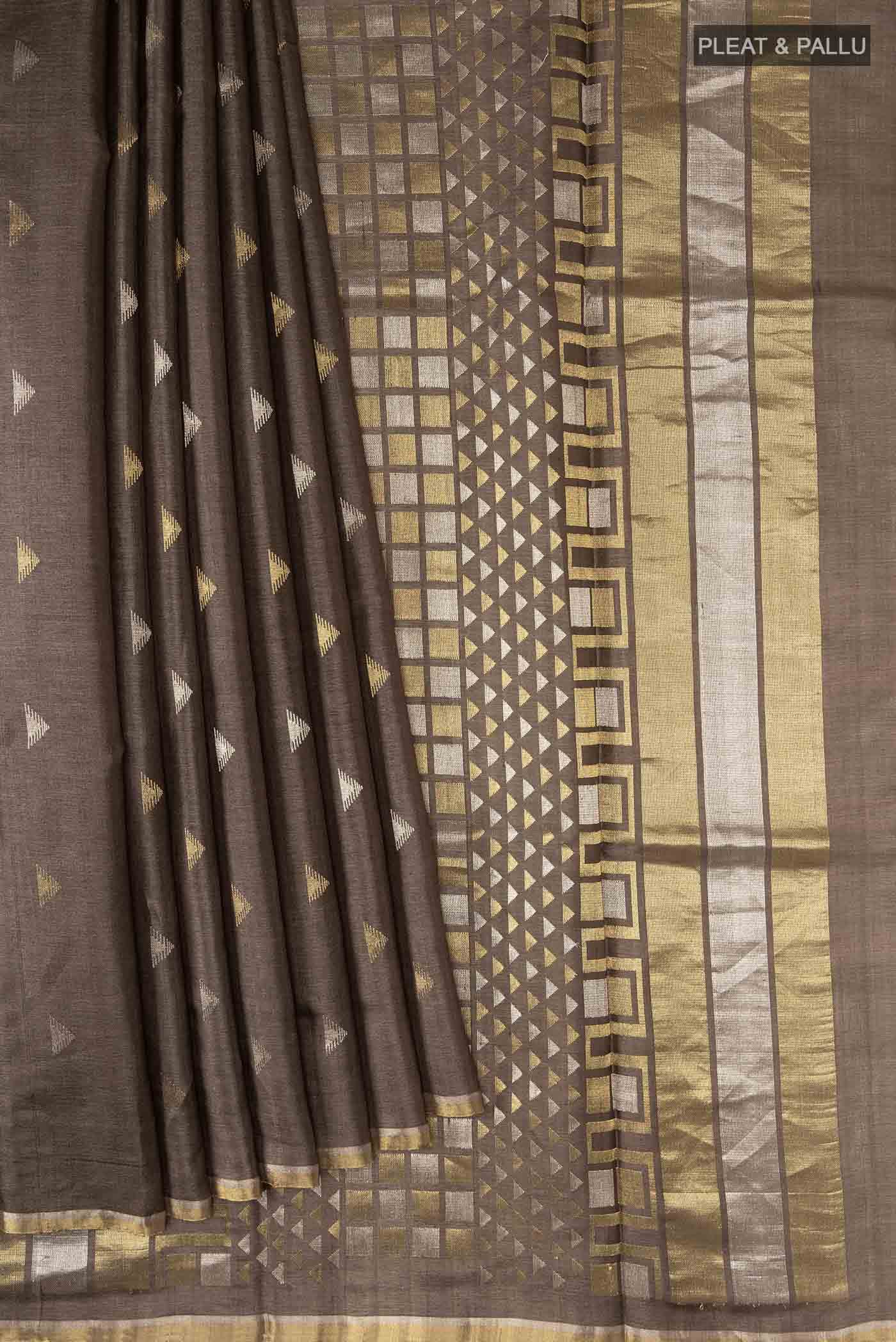 Brown Tussar Silk Saree