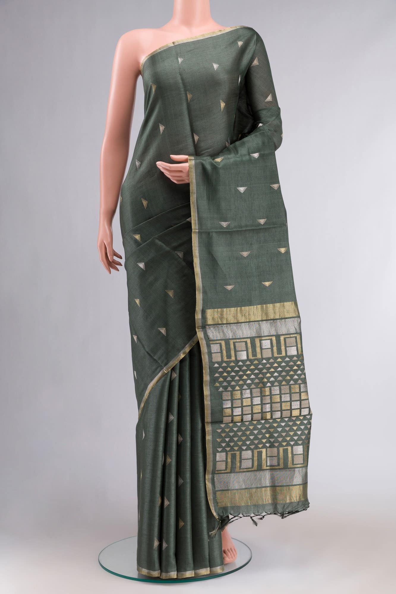 Sage Green Bhagalpuri Tussar Silk Saree