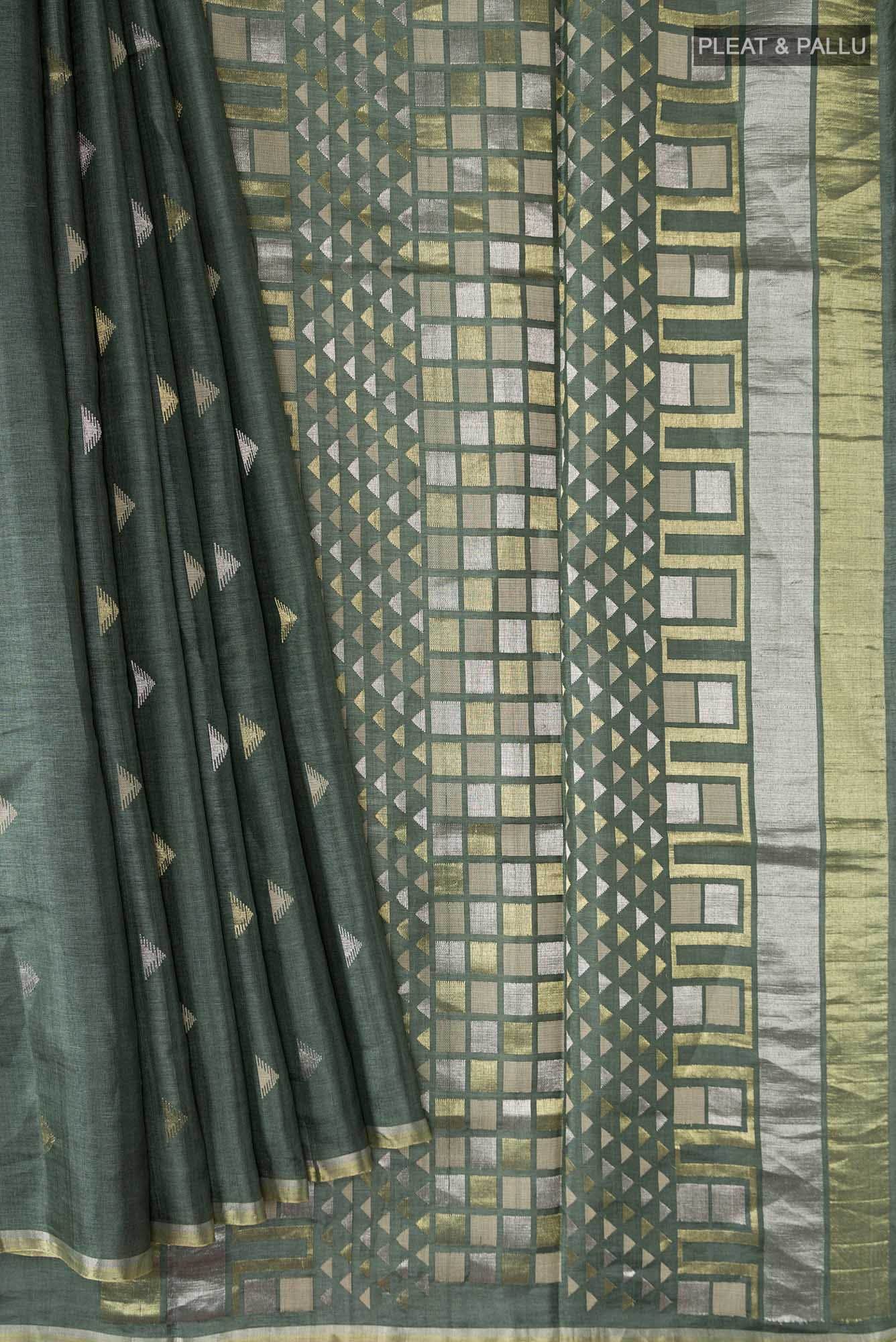 Sage Green Bhagalpuri Tussar Silk Saree