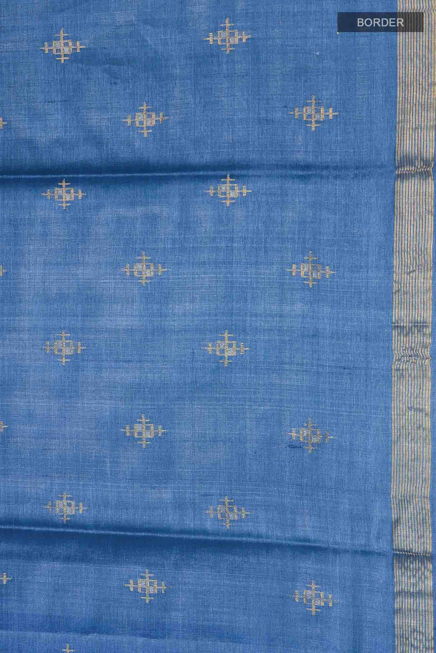 Blue Tussar Silk Saree