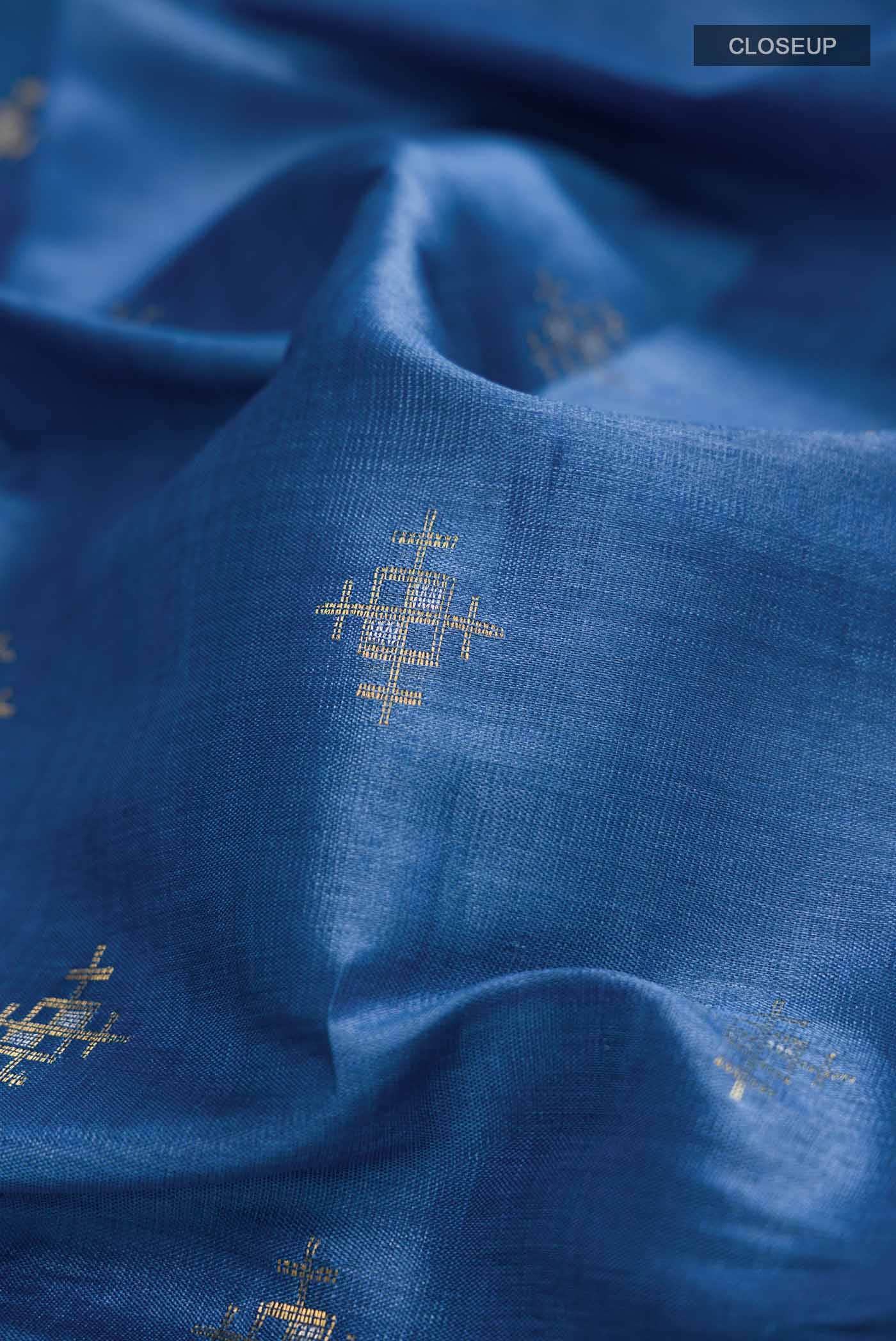 Blue Tussar Silk Saree