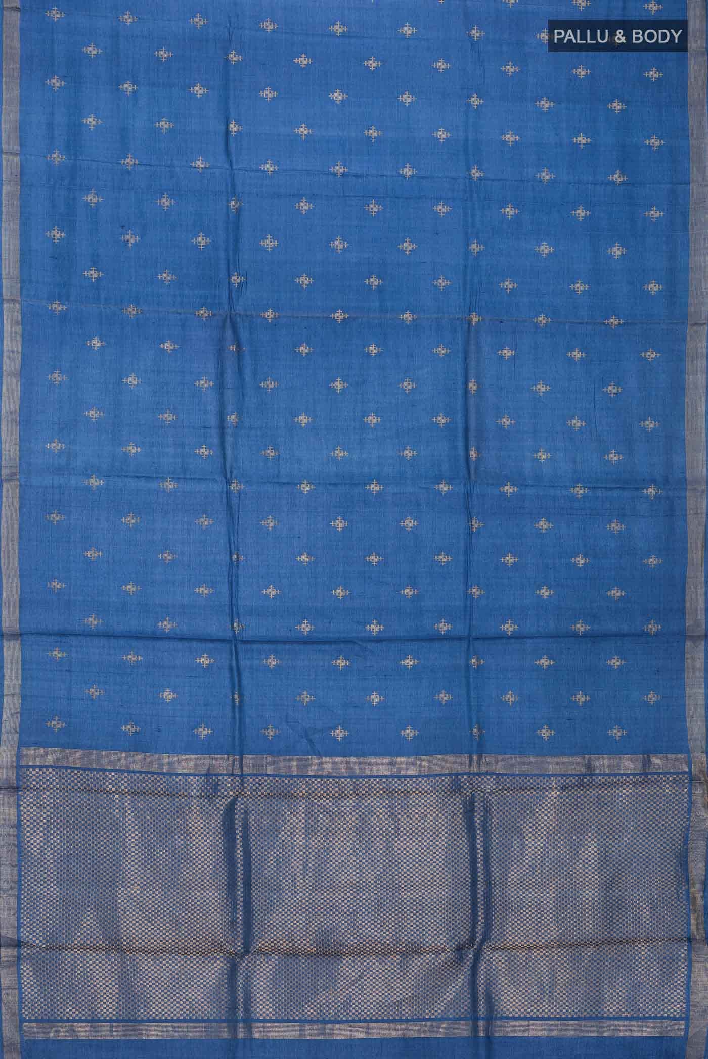 Blue Tussar Silk Saree