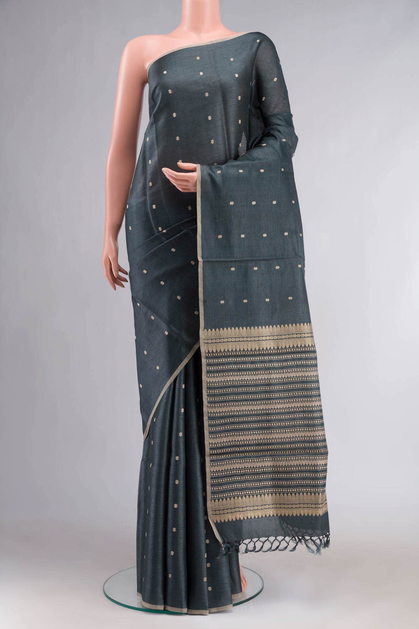 Green Bhagalpuri Tussar Silk Saree