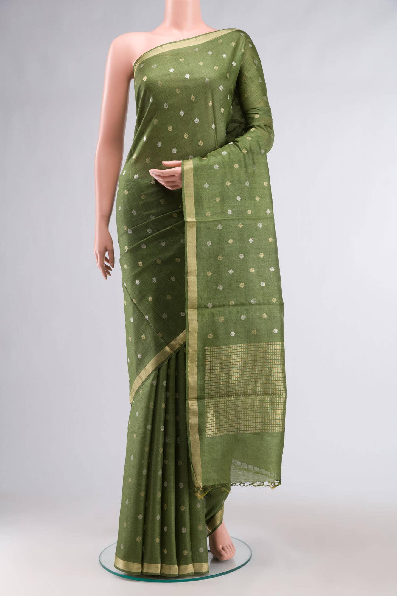 Green Bhagalpuri Tussar Silk Saree