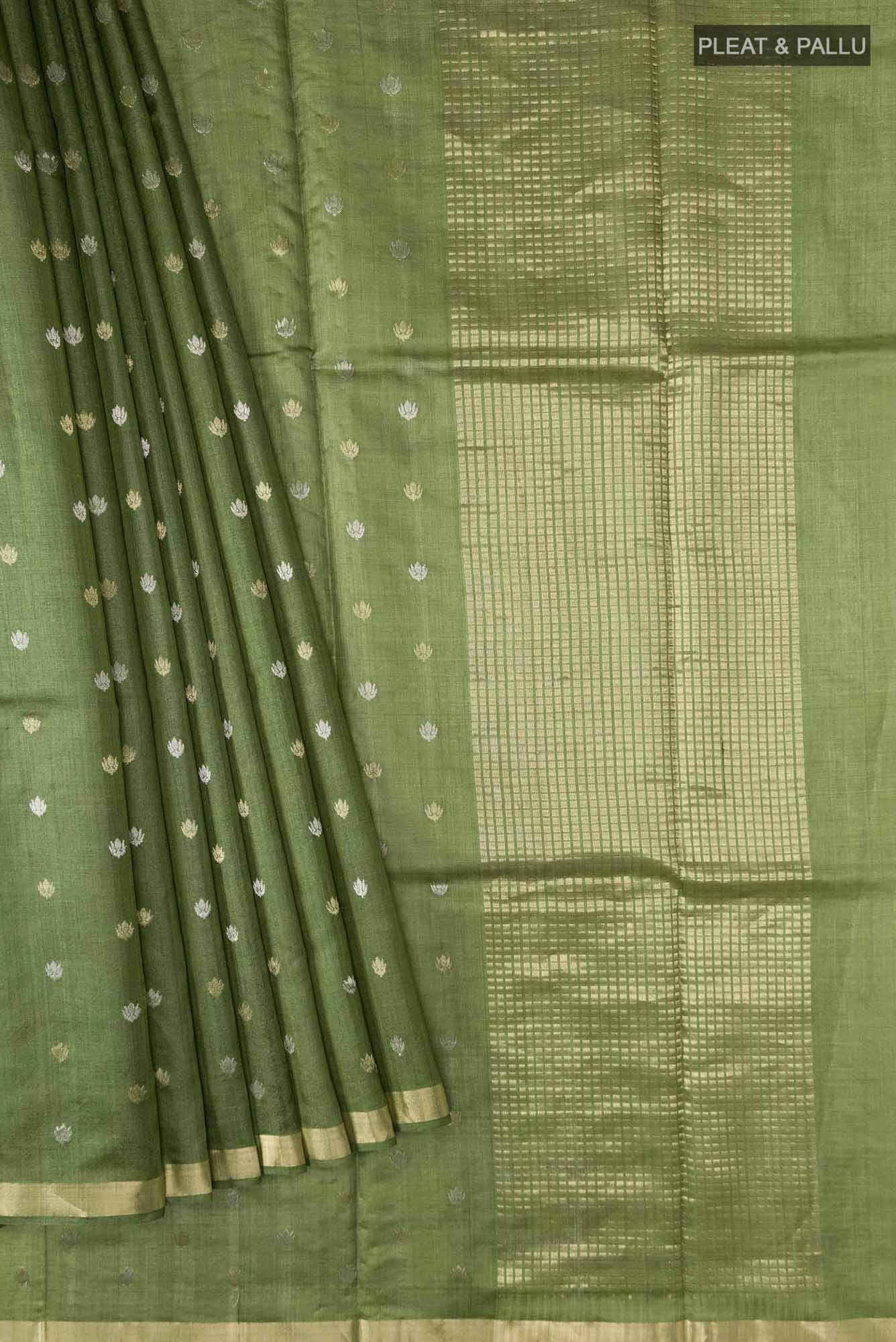Green Bhagalpuri Tussar Silk Saree
