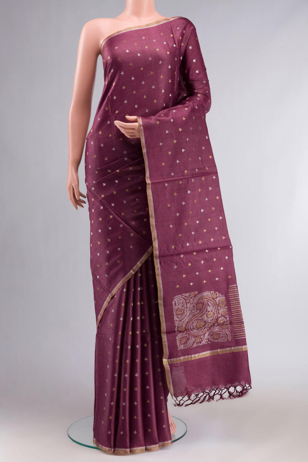 Mauve Bhagalpuri Tussar Silk Saree