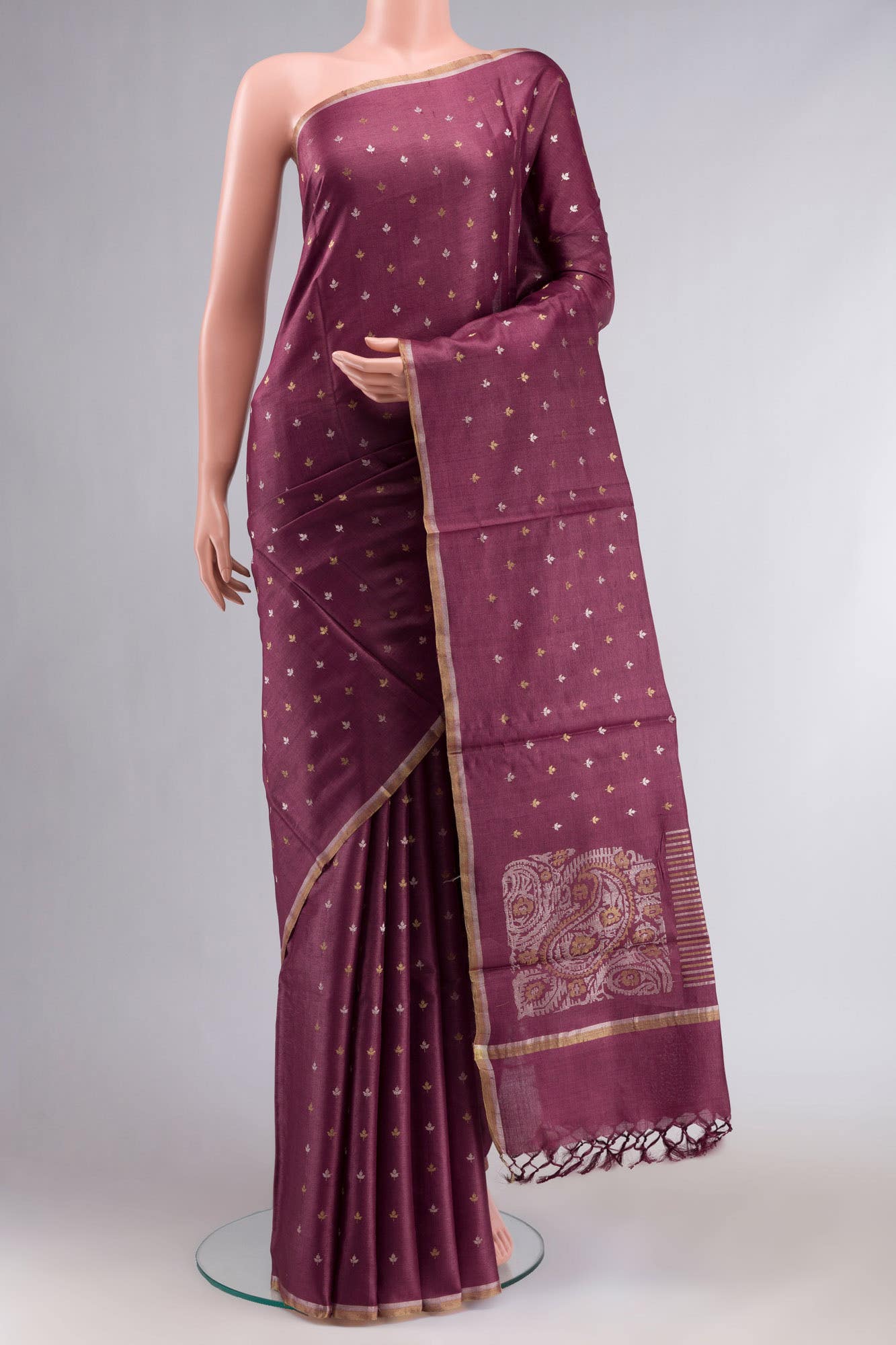 Mauve Bhagalpuri Tussar Silk Saree