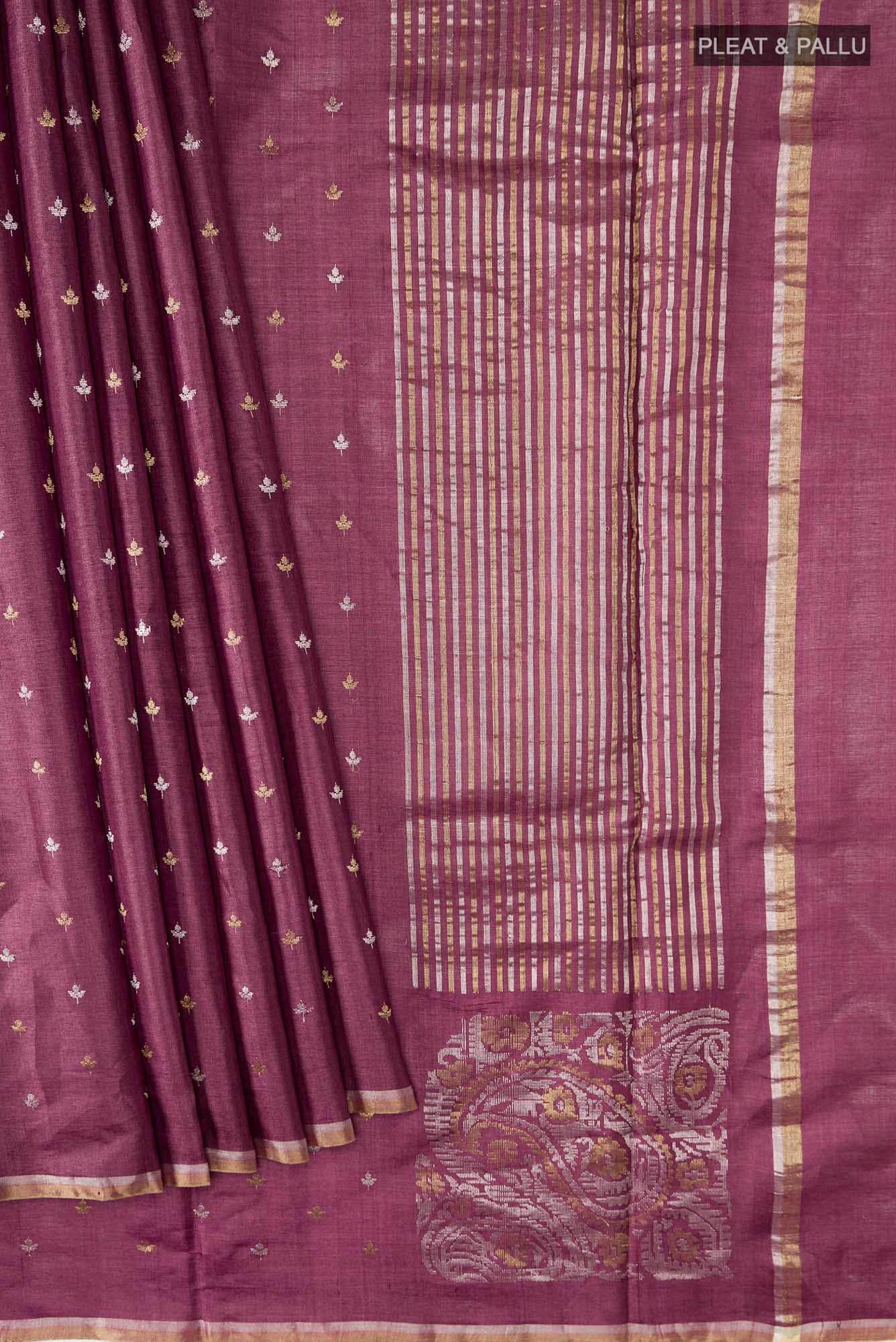 Mauve Bhagalpuri Tussar Silk Saree