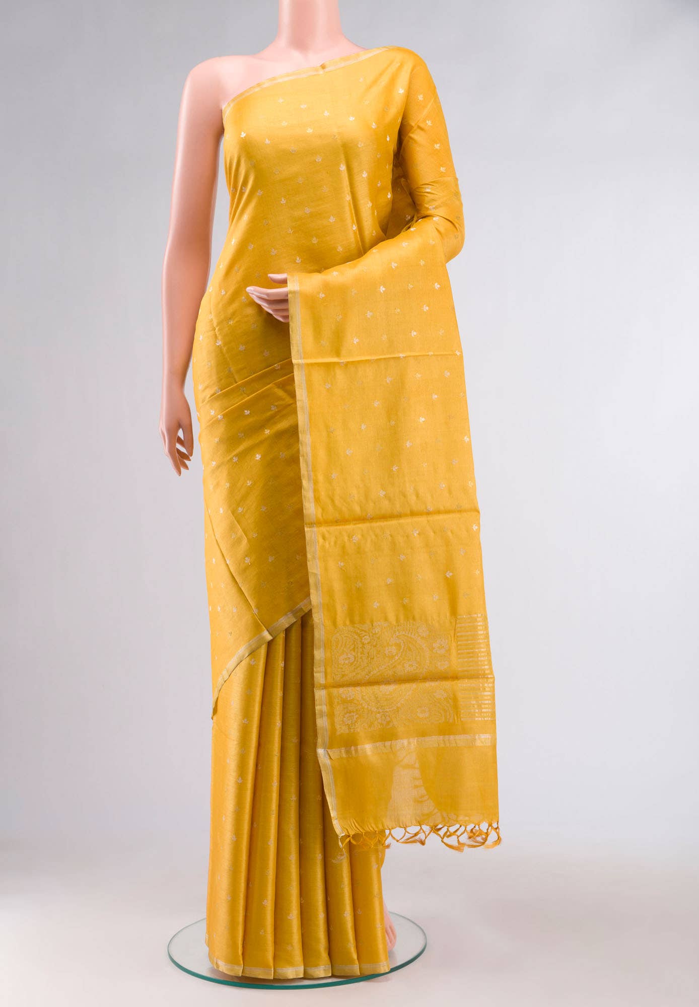 Yellow Bhagalpuri Tussar Silk Saree
