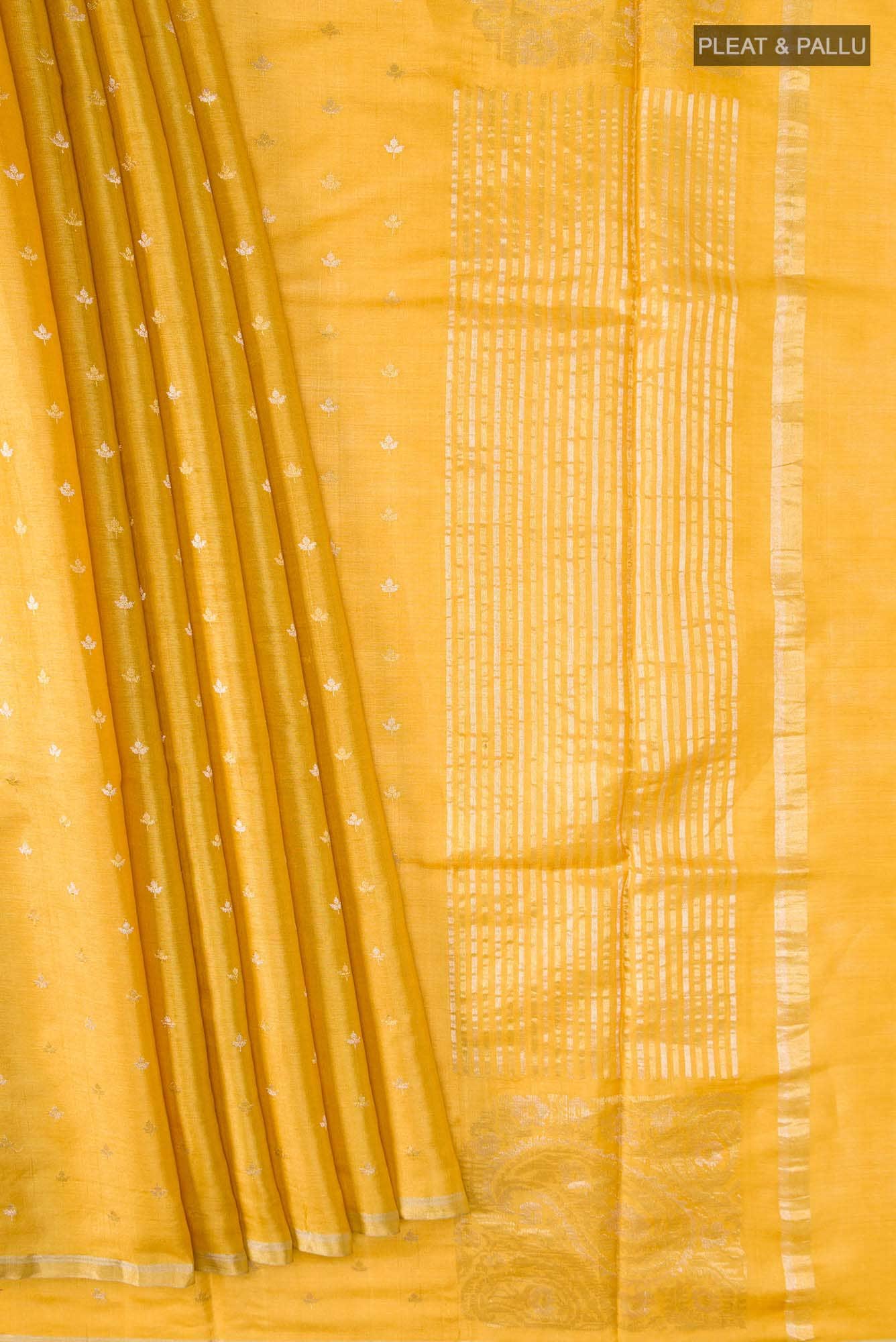 Yellow Bhagalpuri Tussar Silk Saree