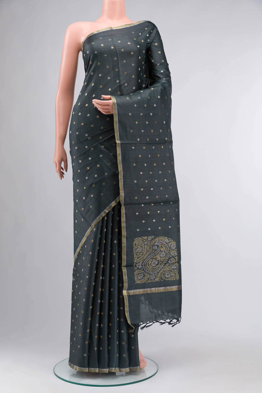 Blue Tussar Silk Saree