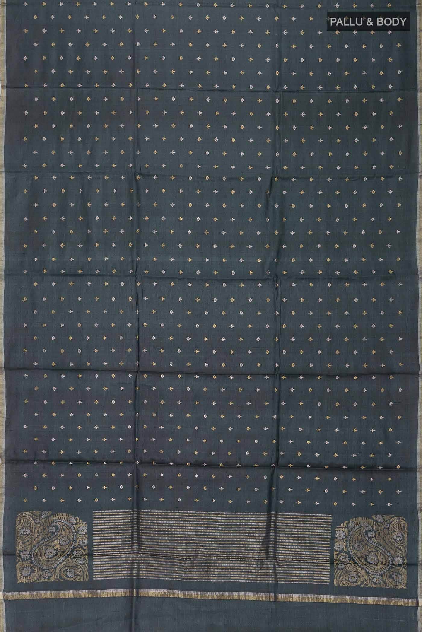 Blue Tussar Silk Saree