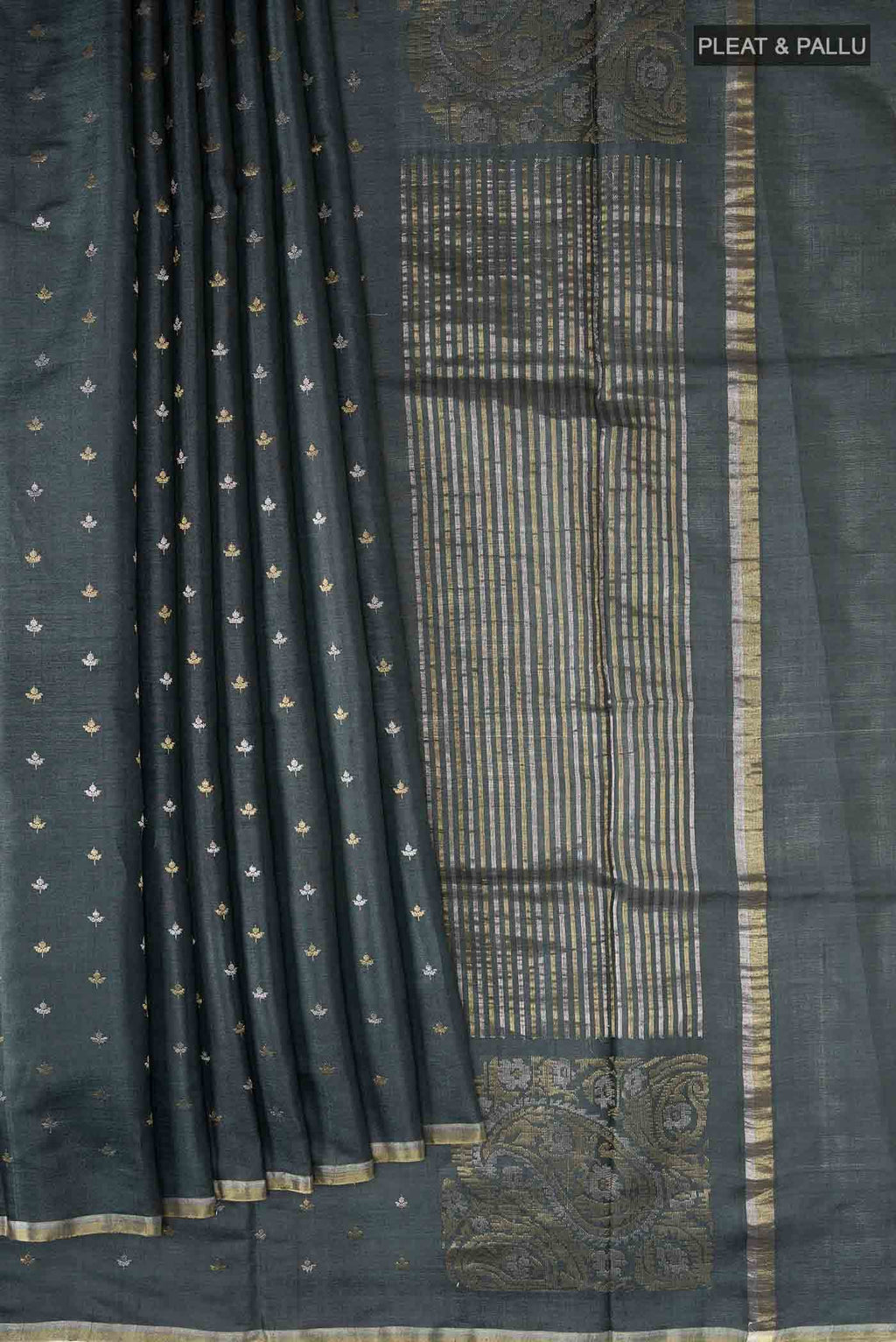 Blue Tussar Silk Saree
