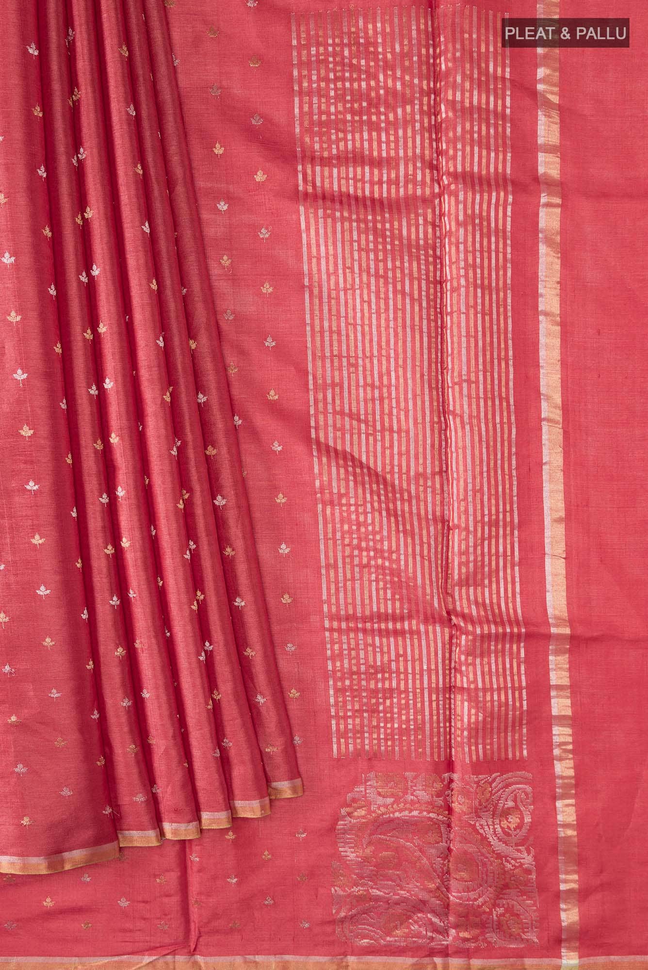 Red Bhagalpuri Tussar Silk Saree