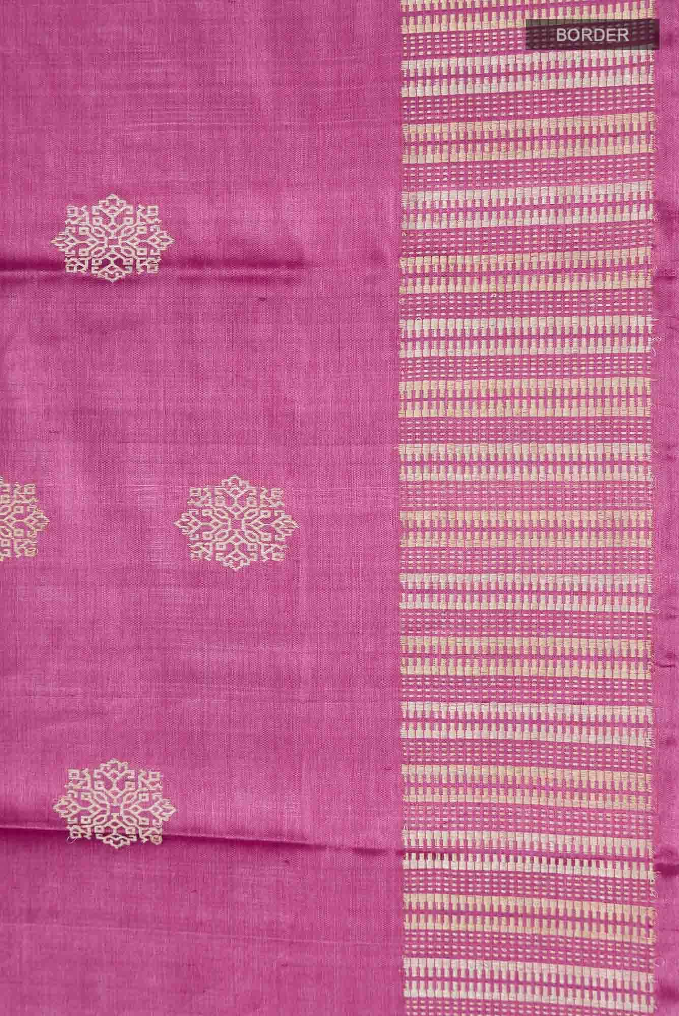 Pink Tussar Silk Saree