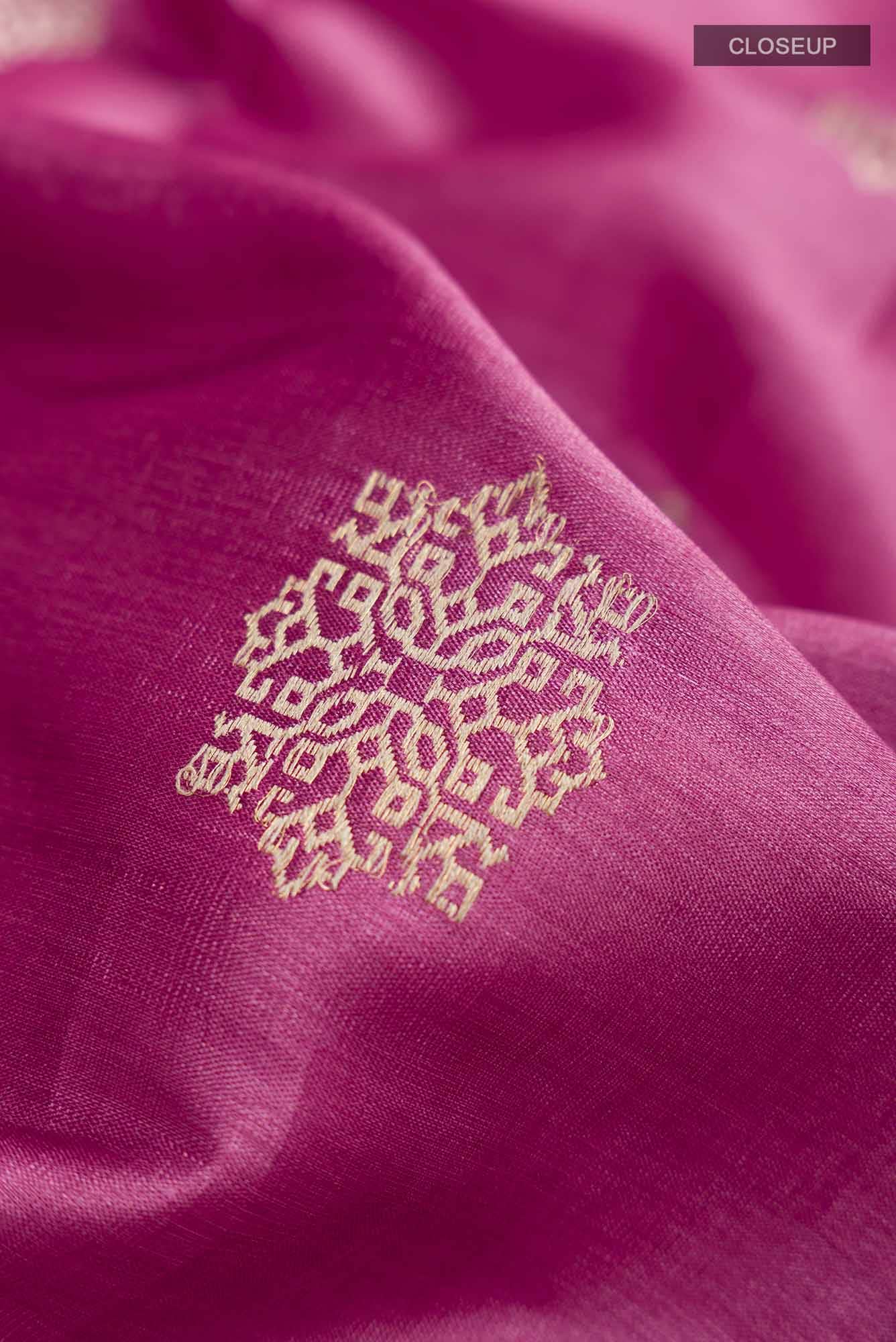 Pink Tussar Silk Saree