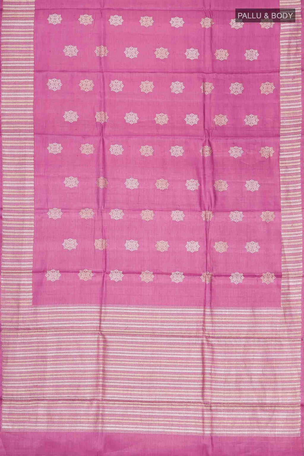 Pink Tussar Silk Saree