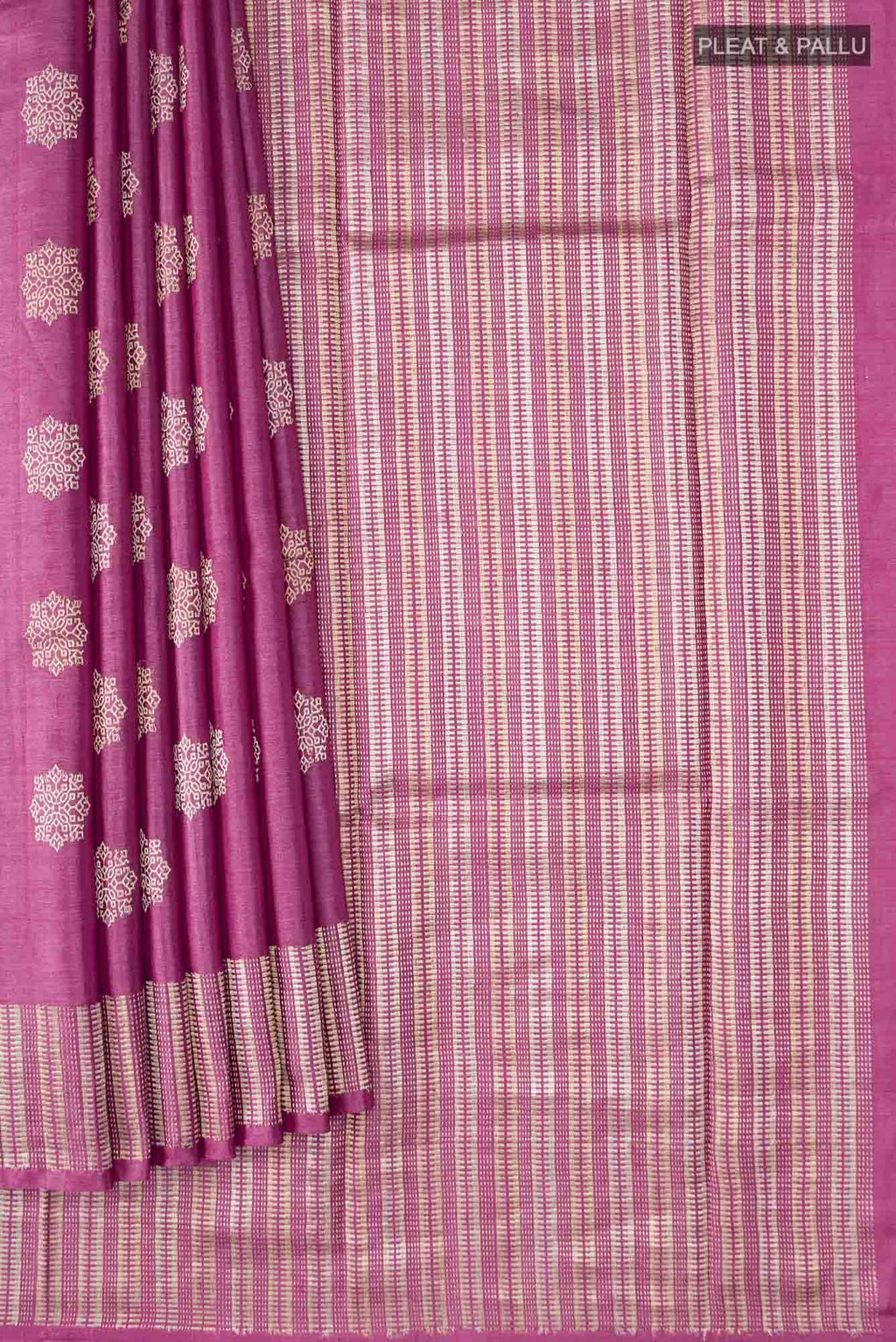 Pink Tussar Silk Saree