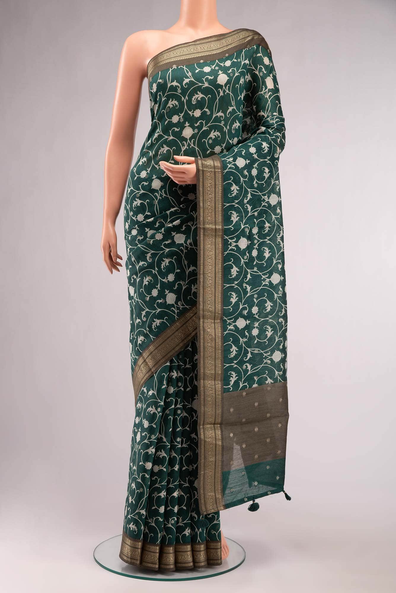 Green Bhagalpuri Tussar Silk Saree