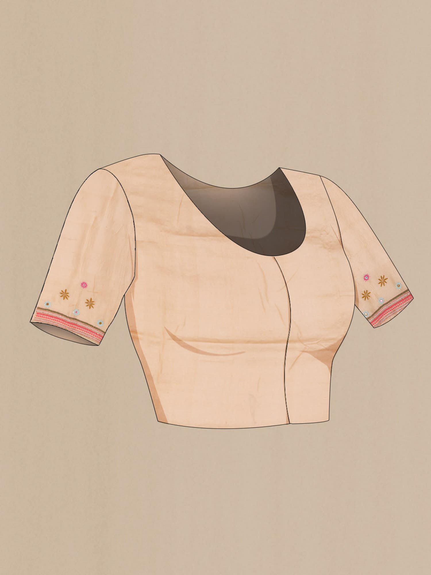 Beige Bhagalpuri Tussar Silk Saree