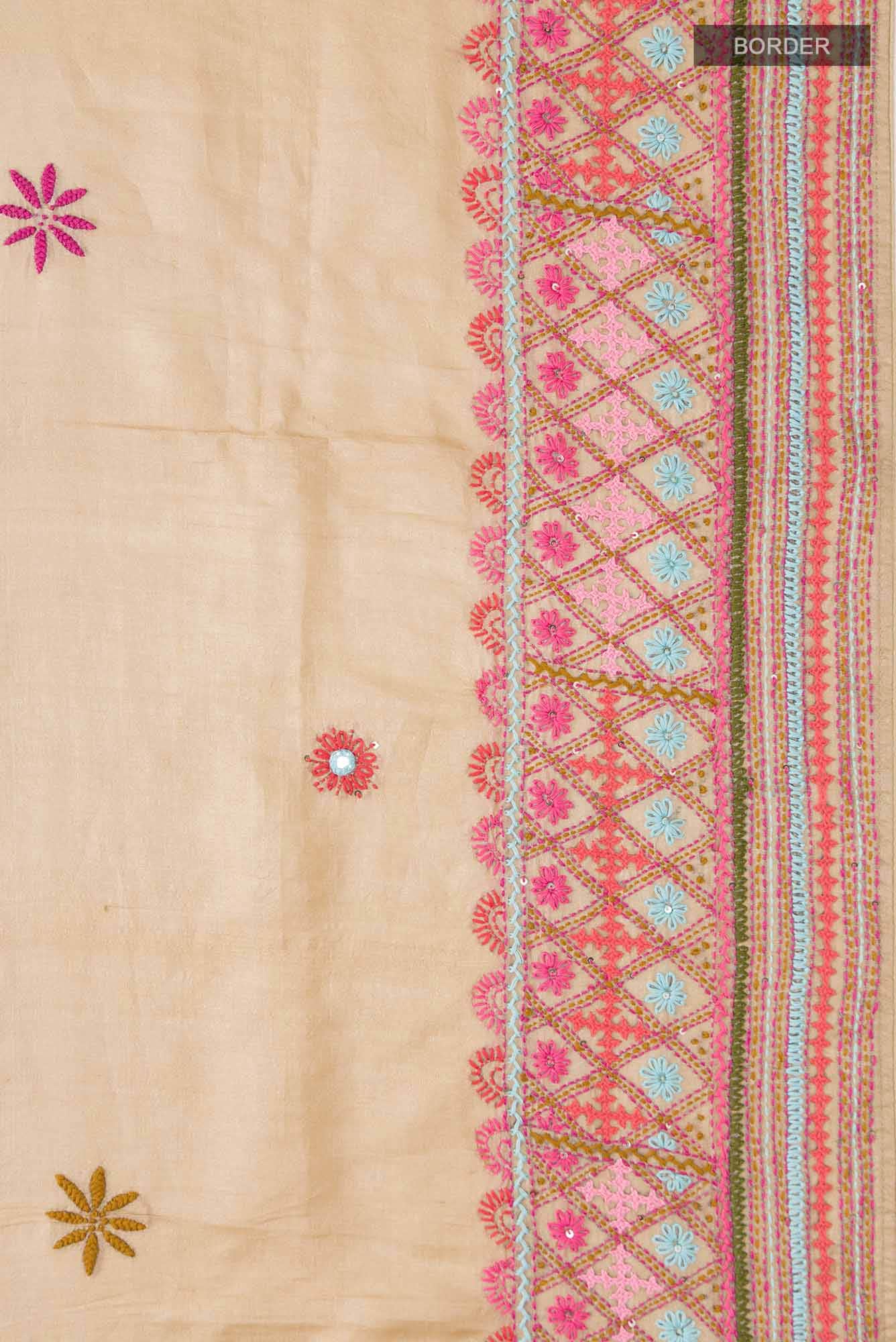 Beige Bhagalpuri Tussar Silk Saree