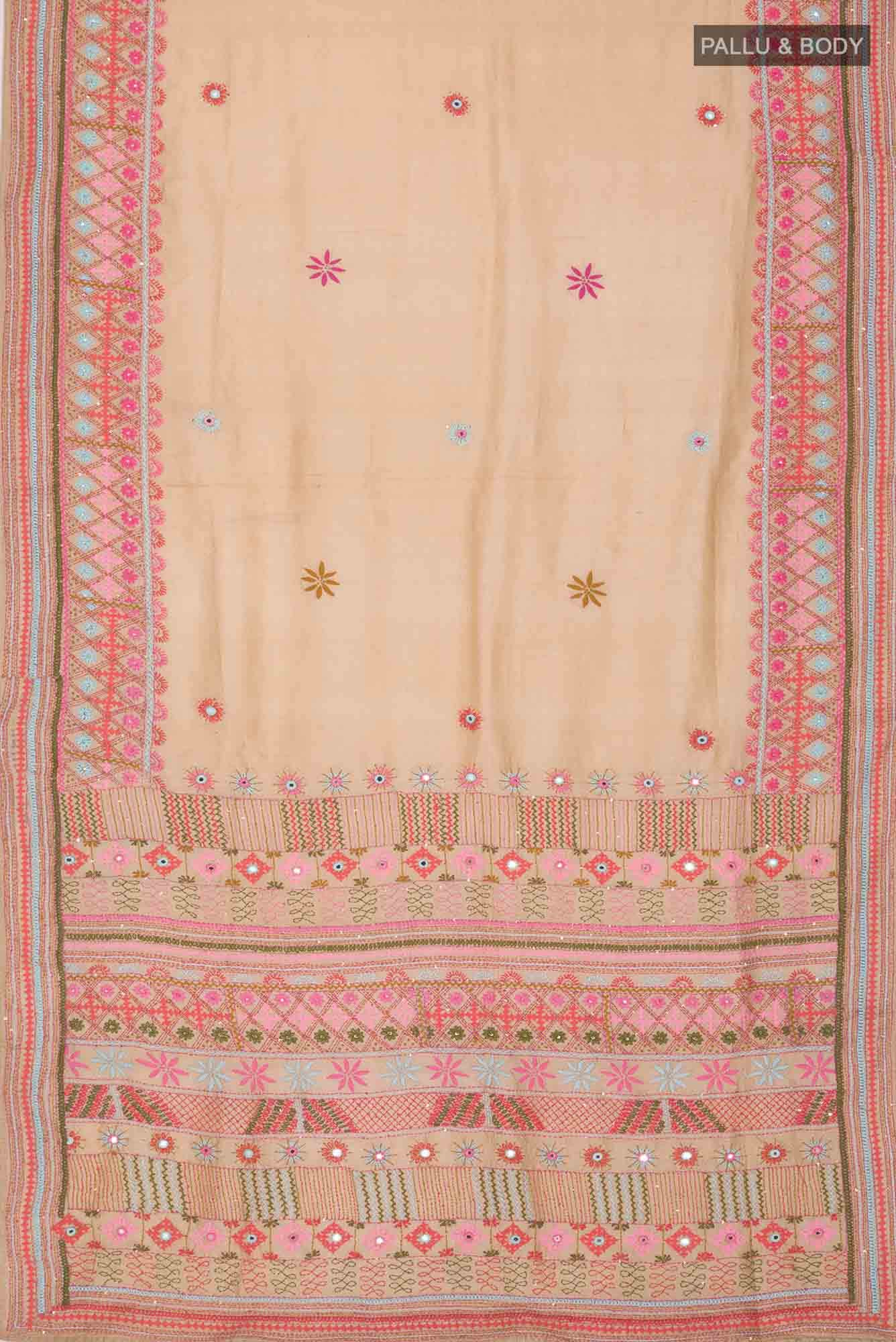 Beige Bhagalpuri Tussar Silk Saree