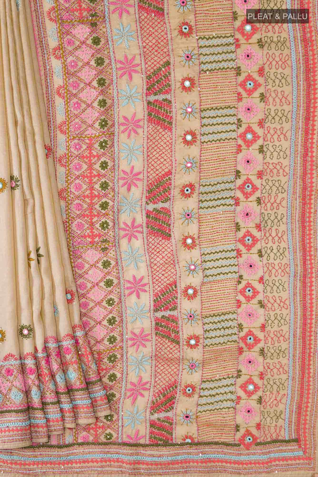 Beige Bhagalpuri Tussar Silk Saree