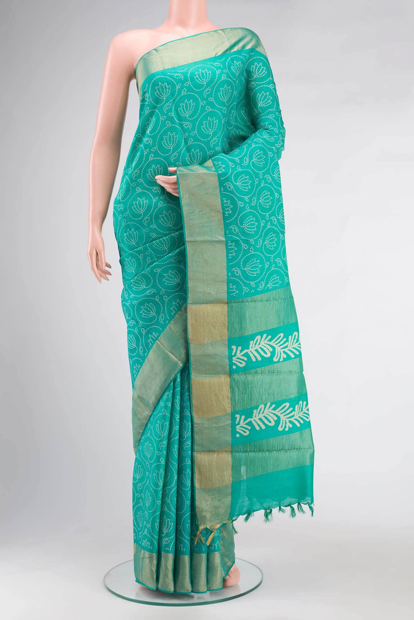 Green Bhagalpuri Tussar Silk Saree