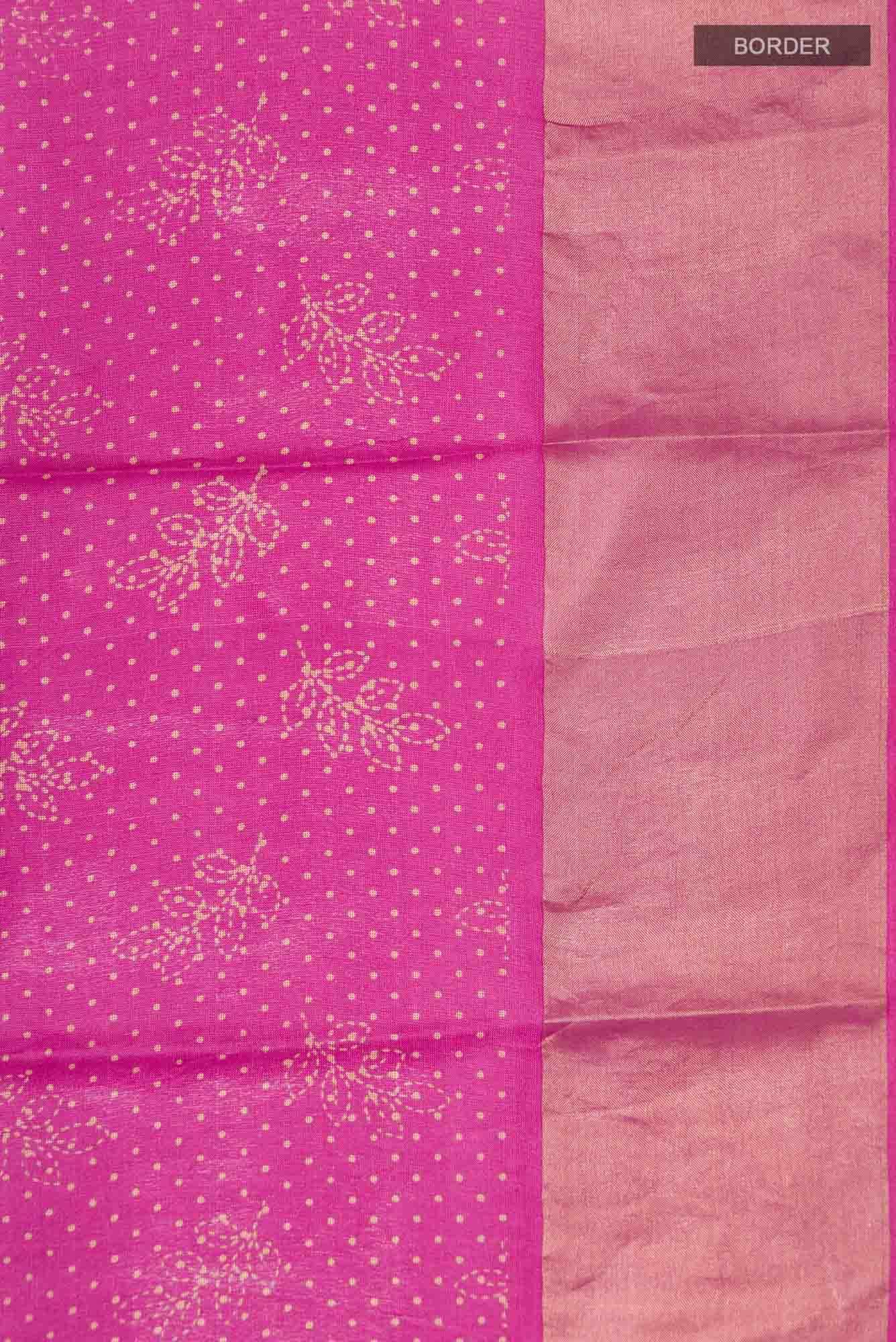 Pink Tussar Silk Saree