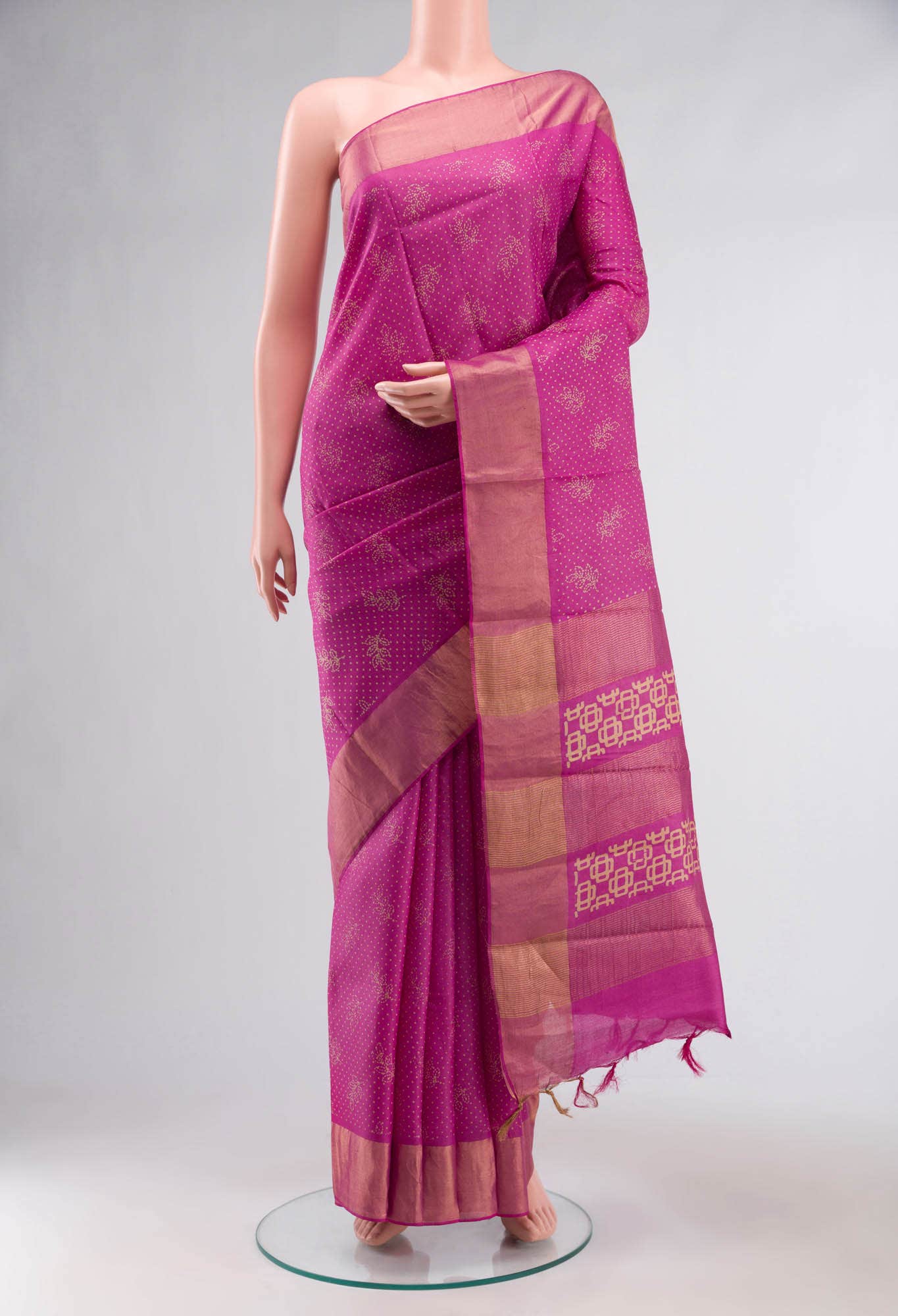 Pink Tussar Silk Saree