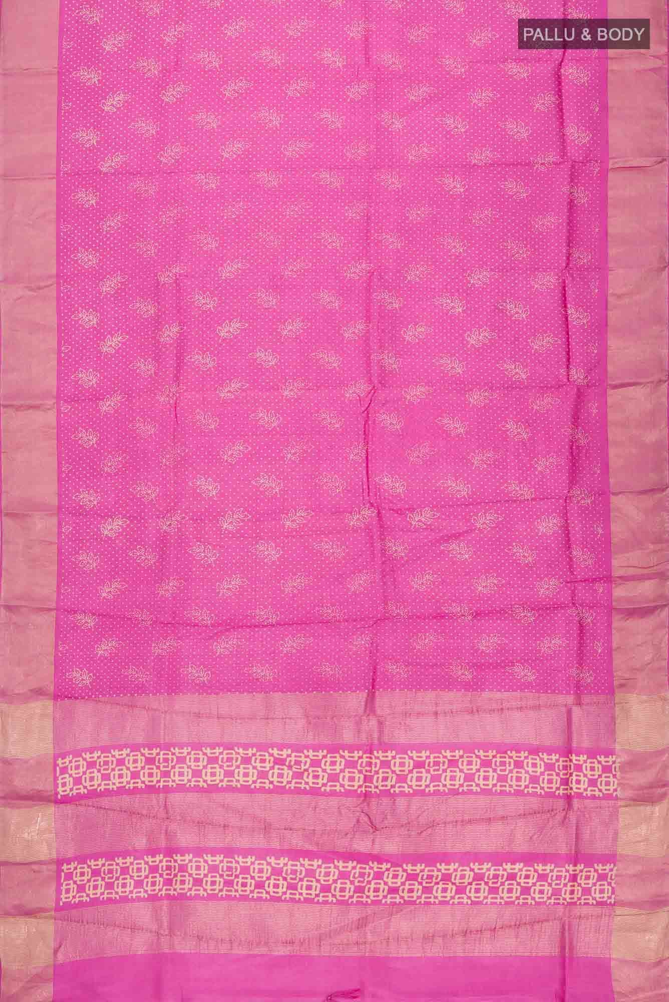 Pink Tussar Silk Saree
