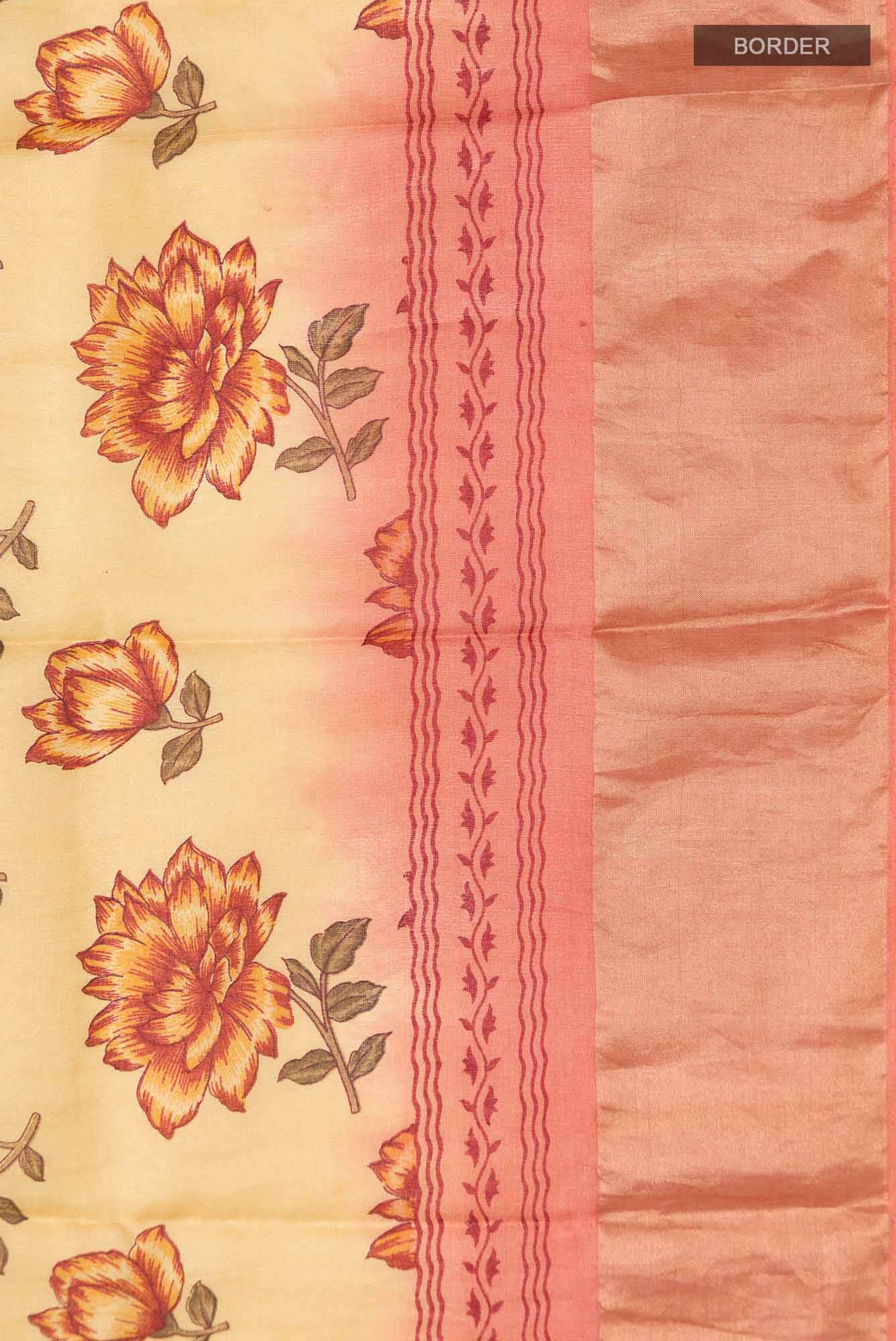 Yellow Bhagalpuri Tussar Silk Saree