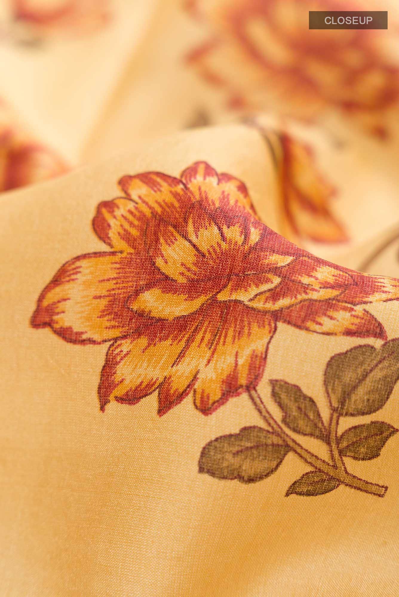Yellow Bhagalpuri Tussar Silk Saree