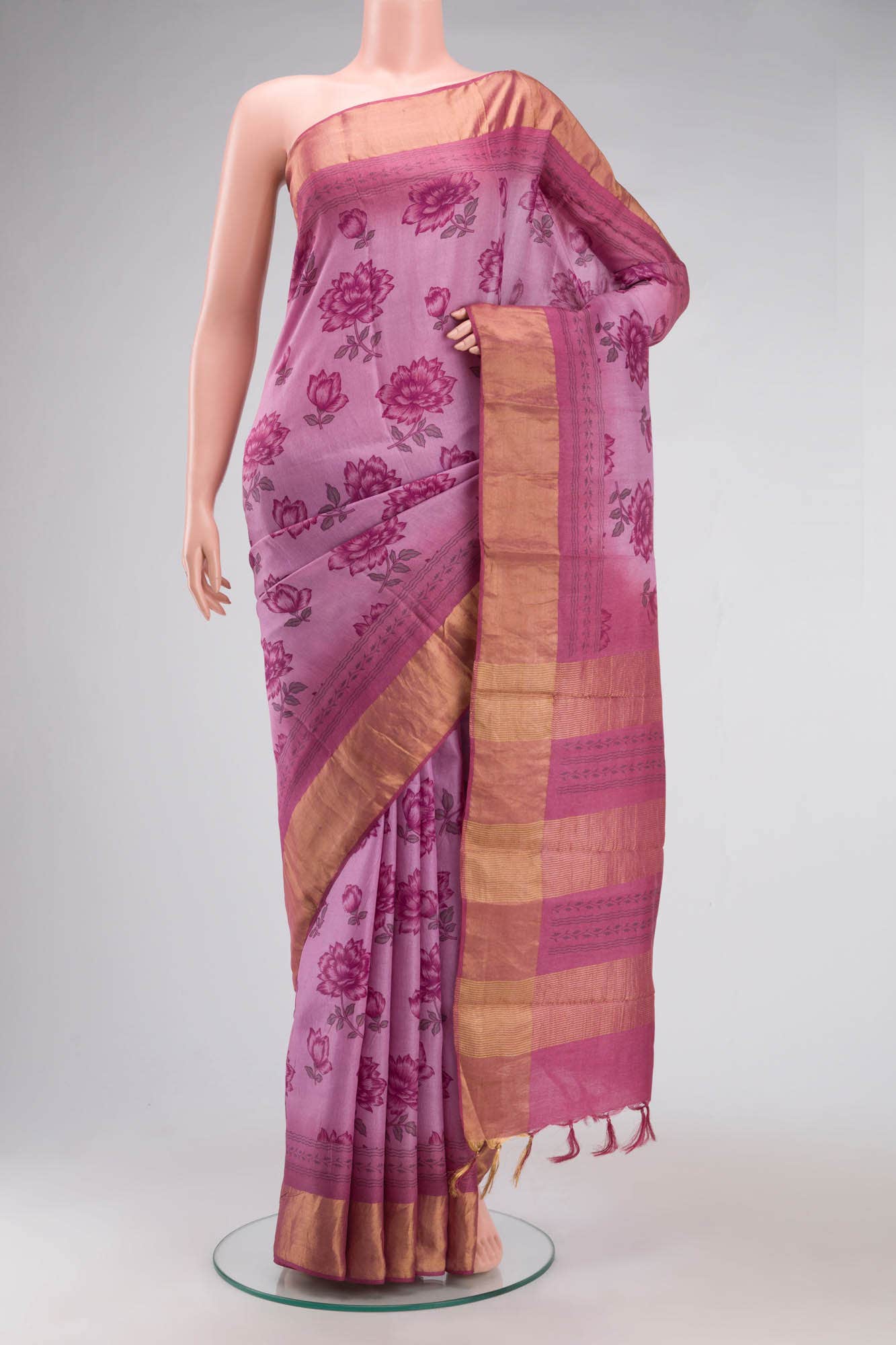 Mauve Bhagalpuri Tussar Silk Saree