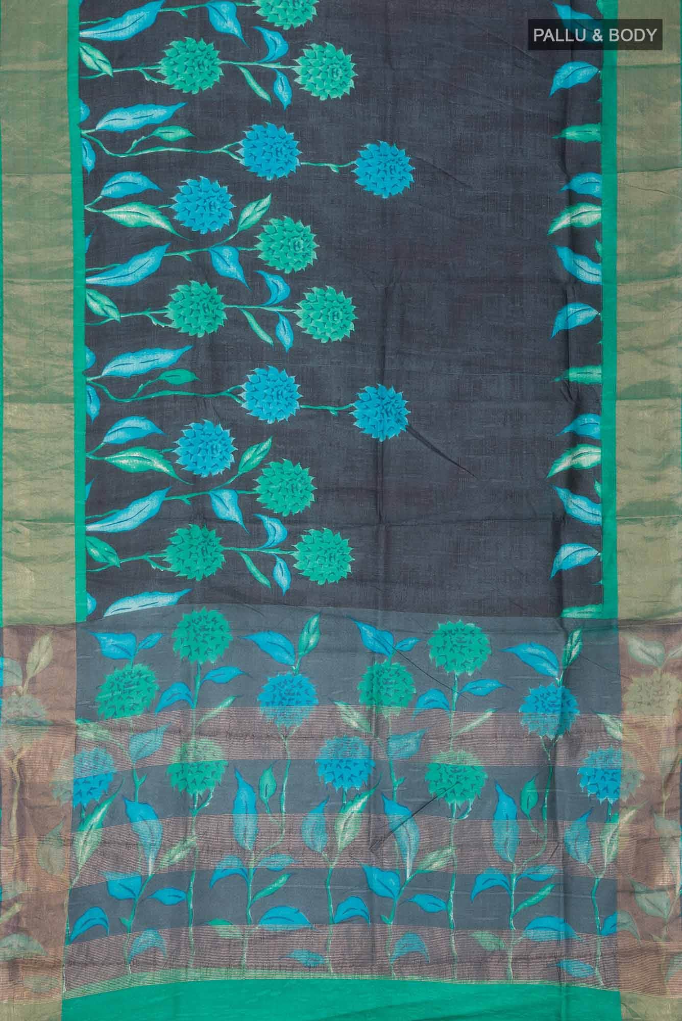Black Bhagalpuri Tussar Silk Saree