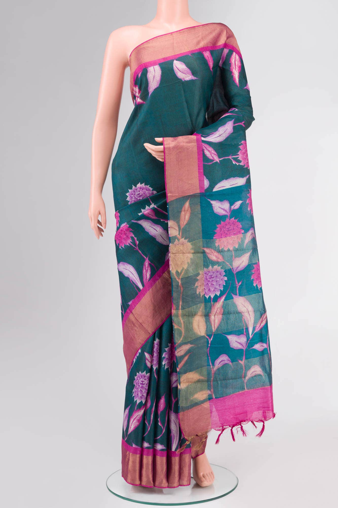 Green Bhagalpuri Tussar Silk Saree