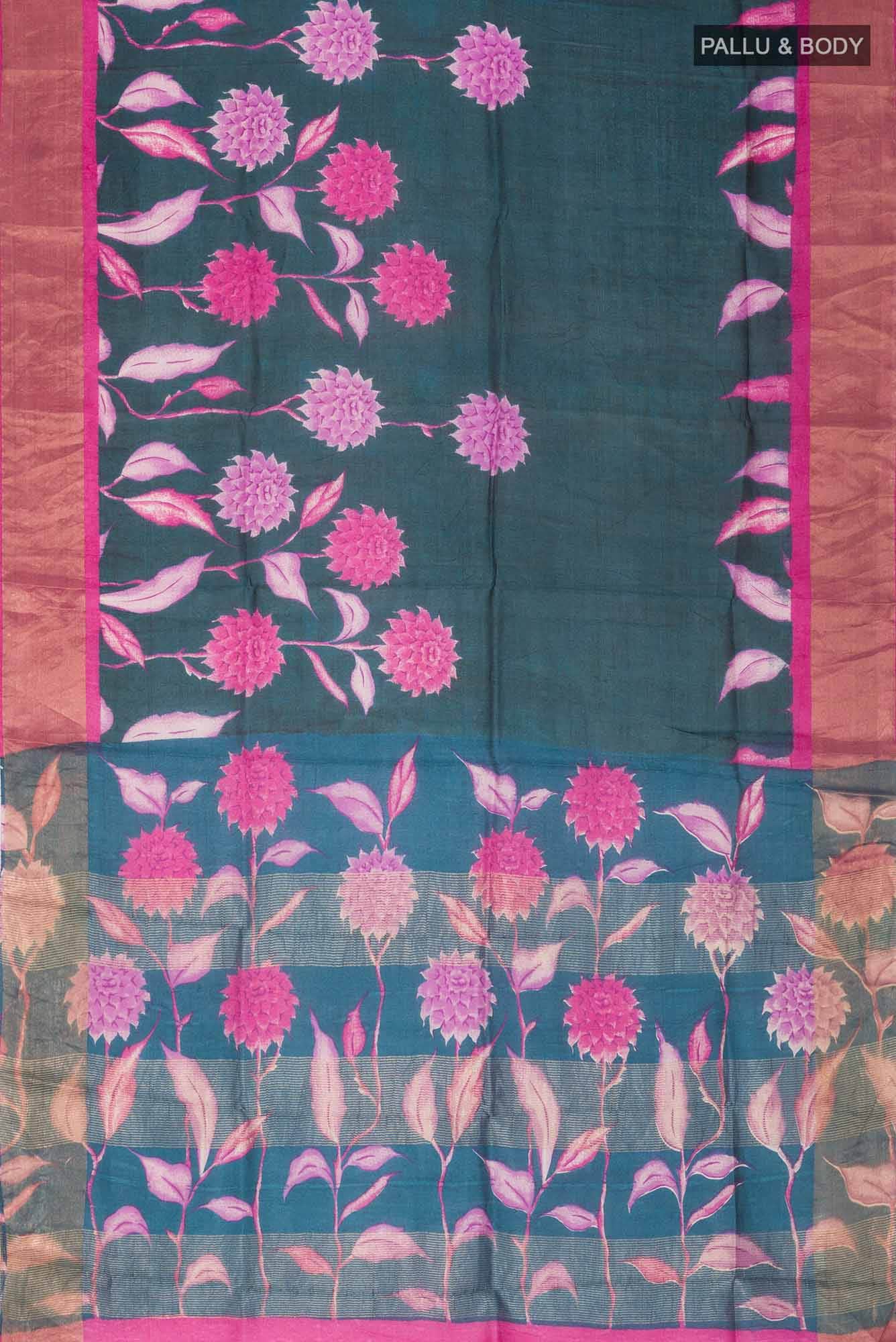 Green Bhagalpuri Tussar Silk Saree