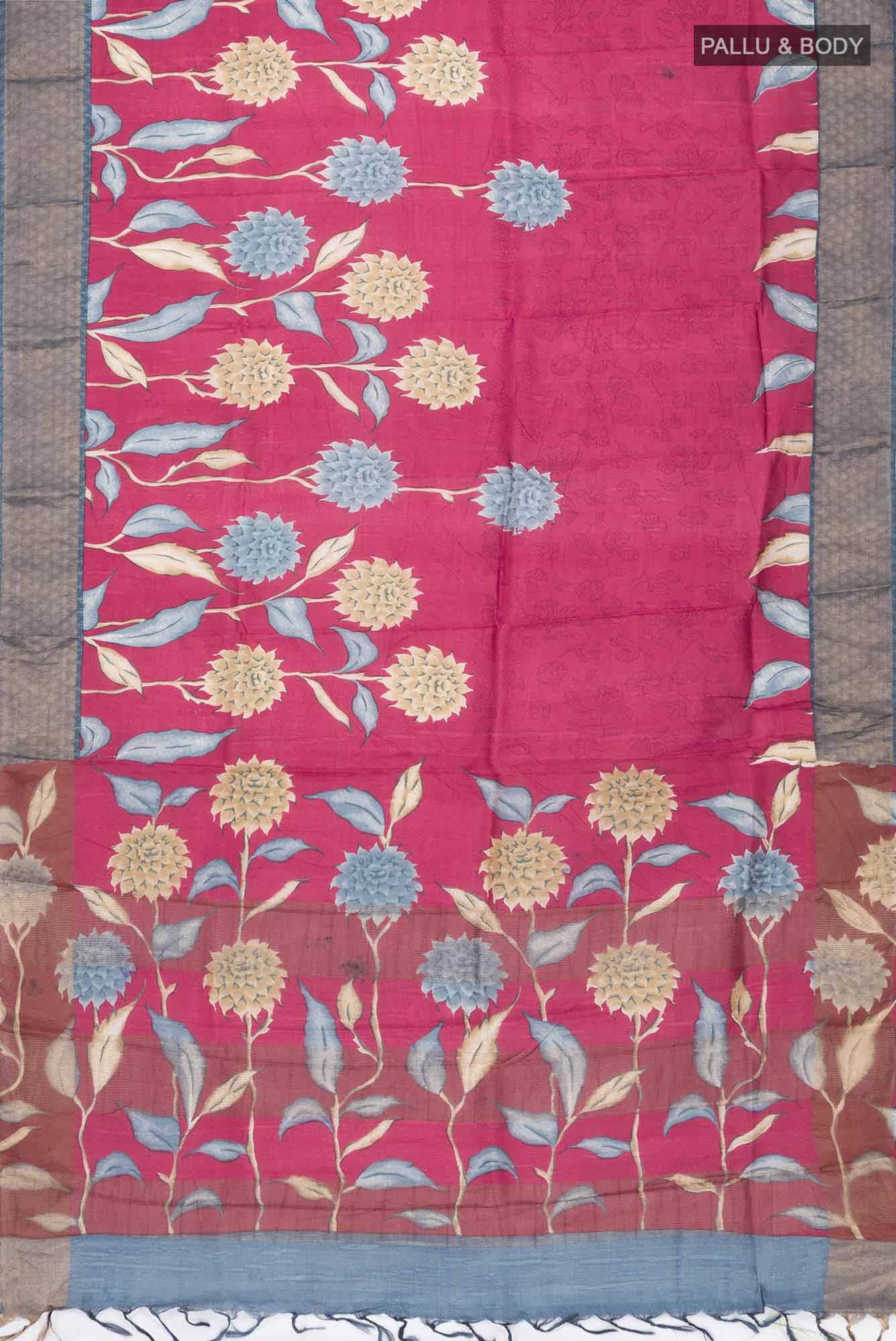 Maroon Bhagalpuri Tussar Silk Saree