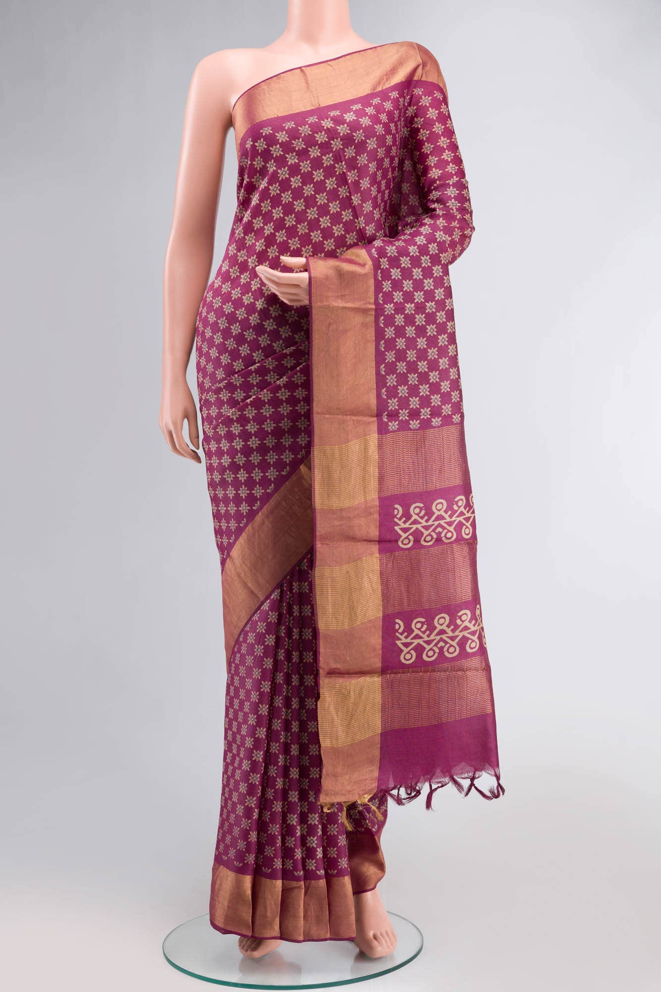 Mauve Bhagalpuri Tussar Silk Saree