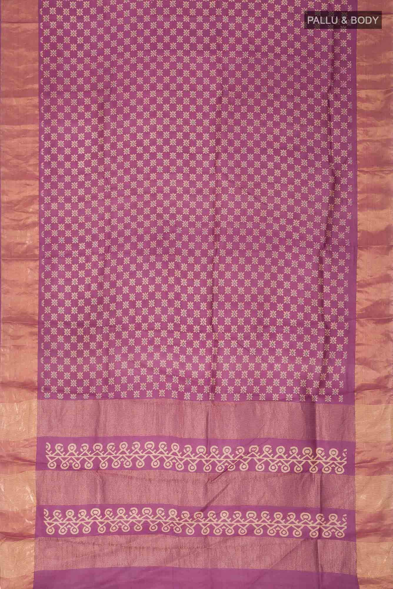 Mauve Bhagalpuri Tussar Silk Saree