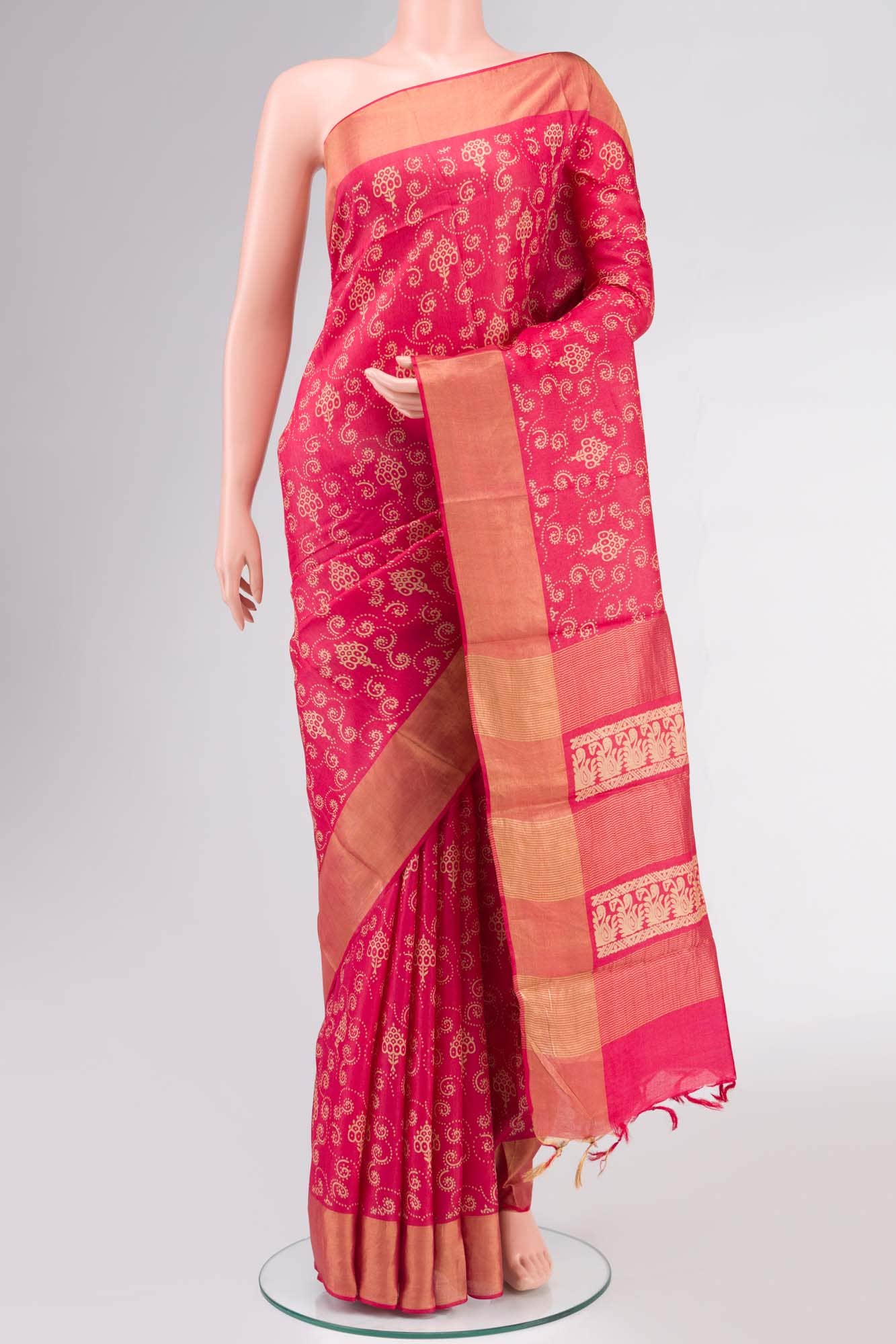 Red Bhagalpuri Tussar Silk Saree